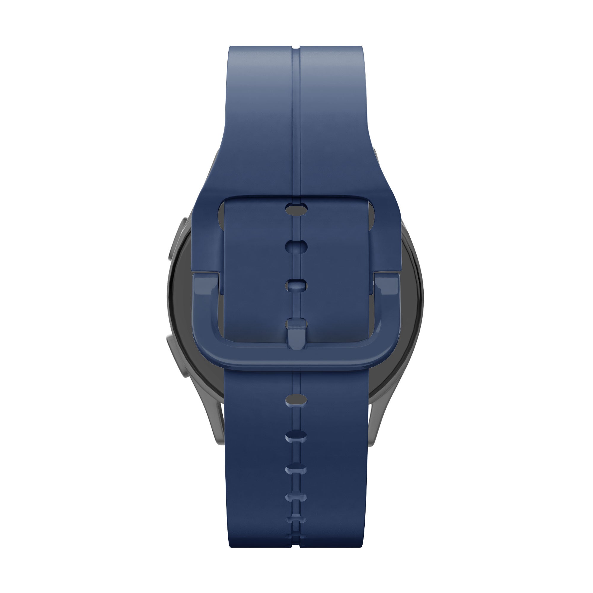 Silicone Strap 'Extreme', dark blue, on a watch, direct rear view