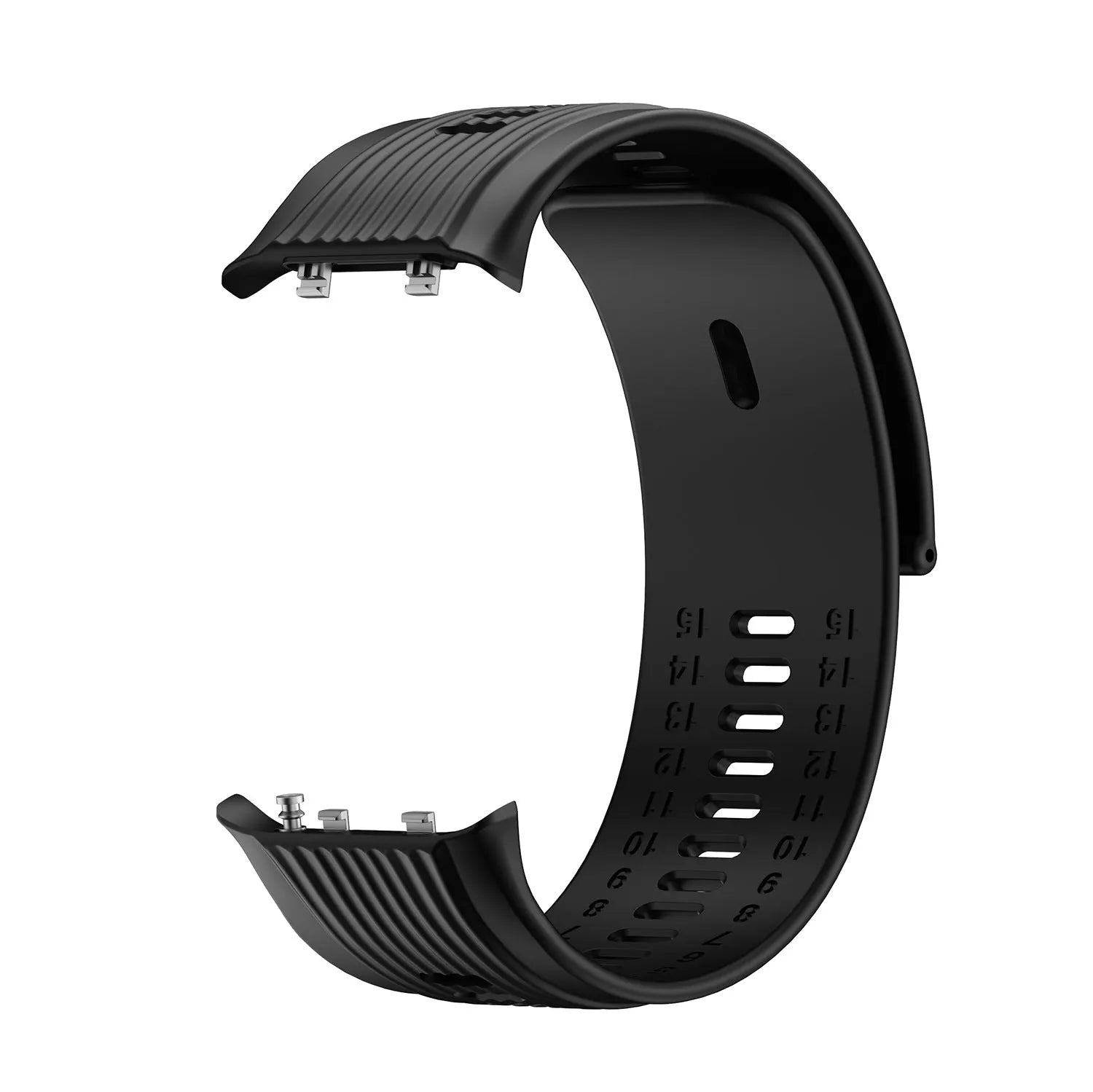 Silicone Strap, black, without a watch, 3/4 front view