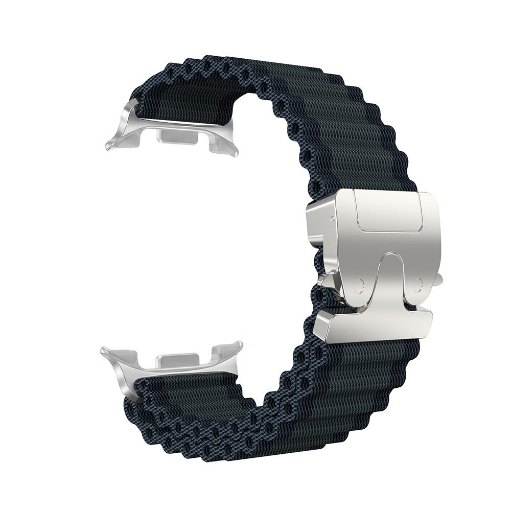 Samsung Galaxy Watch 9 - 44mm Outdoor Nylon Strap with P-Buckle (Black with Silver)