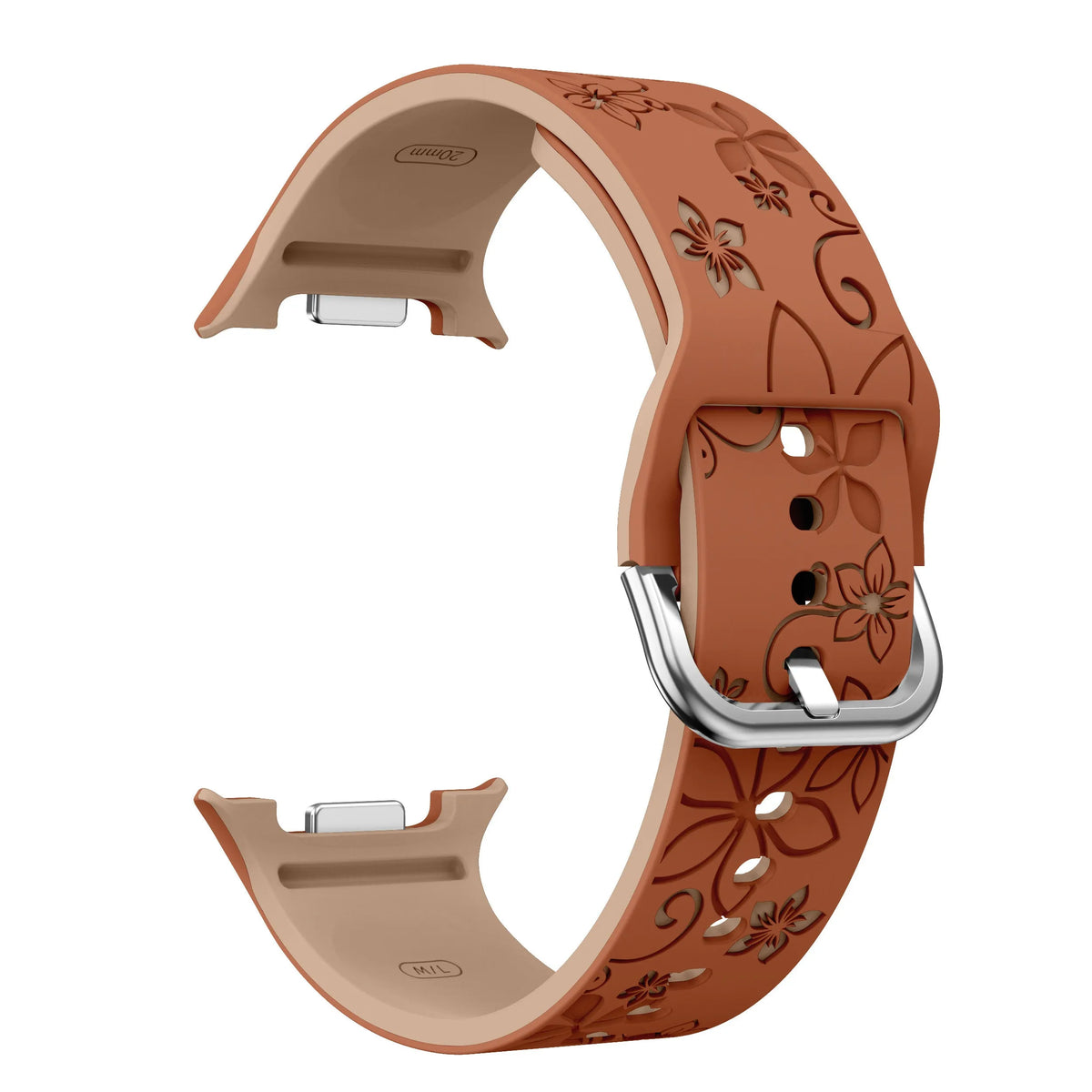 Flower Silicone Strap, brown/beige, without a watch, 3/4 front view