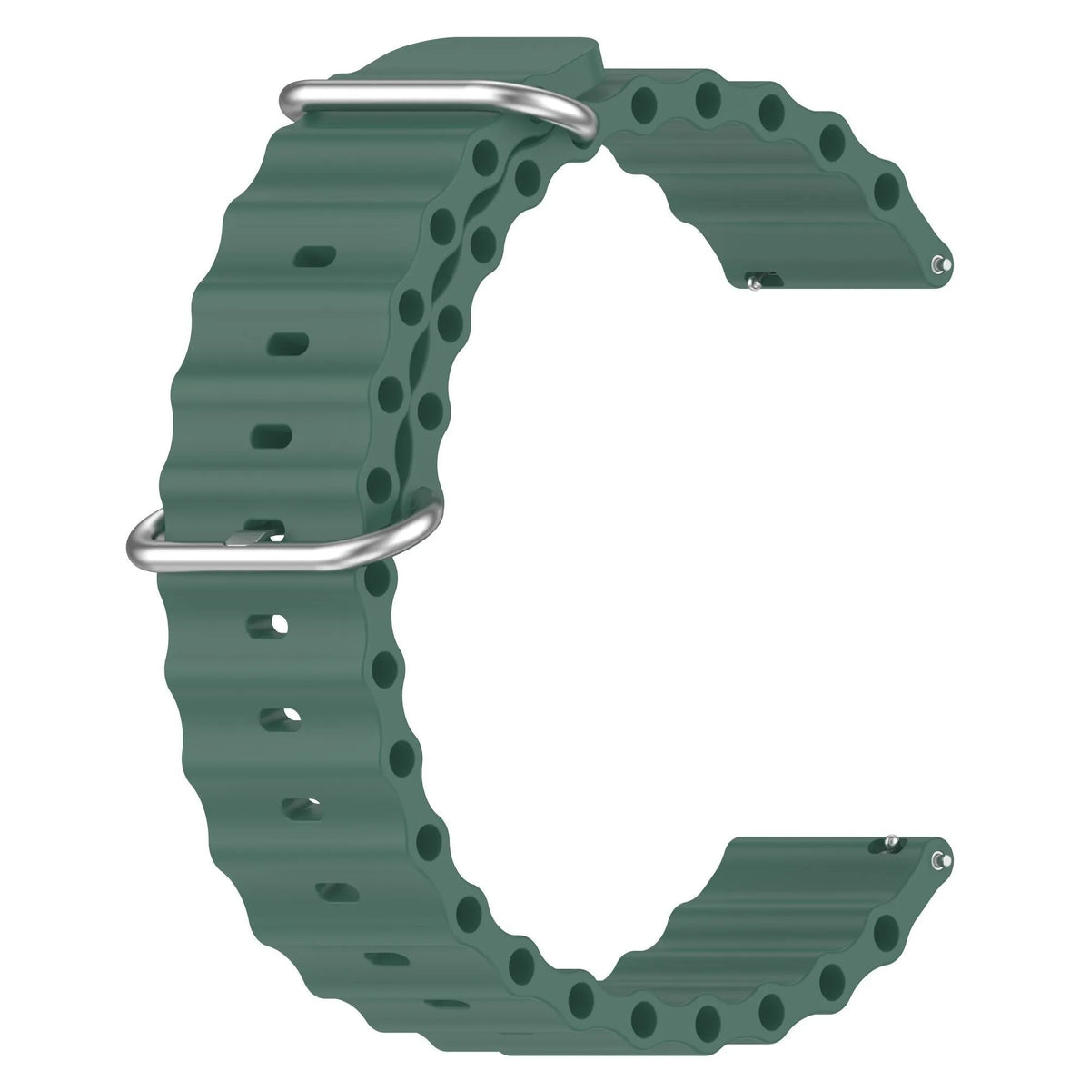 Silicone Ocean Strap, dark green, without a watch, 3/4 front view