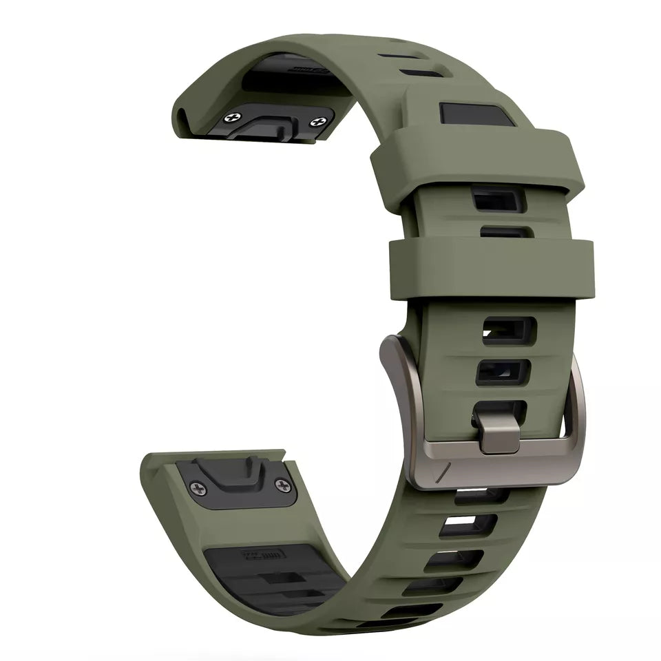 Garmin Quatix 3 / 6x / 7x Solar Buckled Sport Strap (Olive Green/Black)