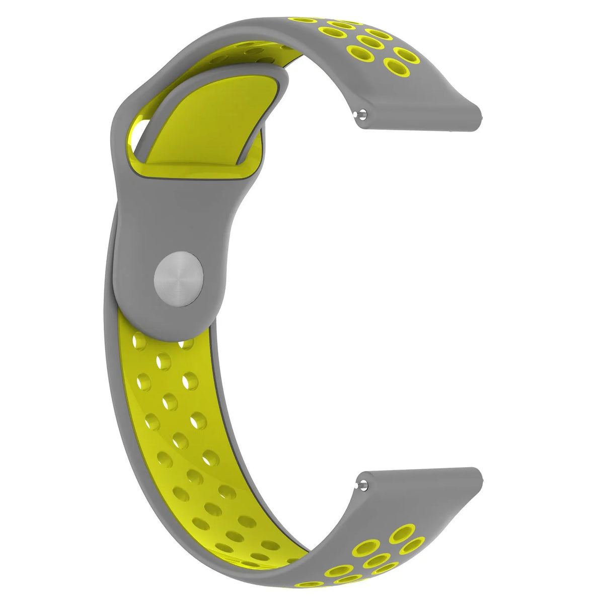 Silicone Sport Strap, grey/yellow, without a watch, 3/4 front view