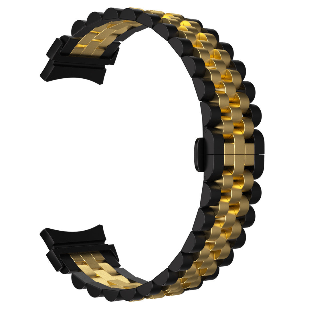 Jubilee Steel Strap, black/gold, without a watch, 3/4 front view
