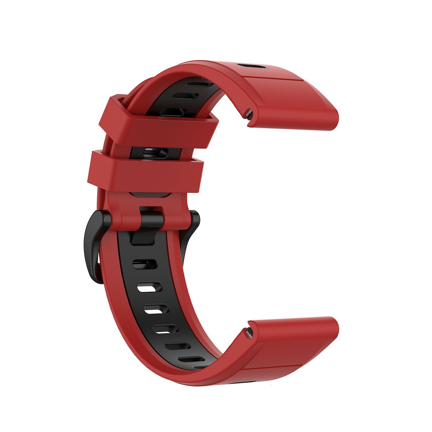 Silicone Sport Buckle Strap, red/black, without a watch, 3/4 front view
