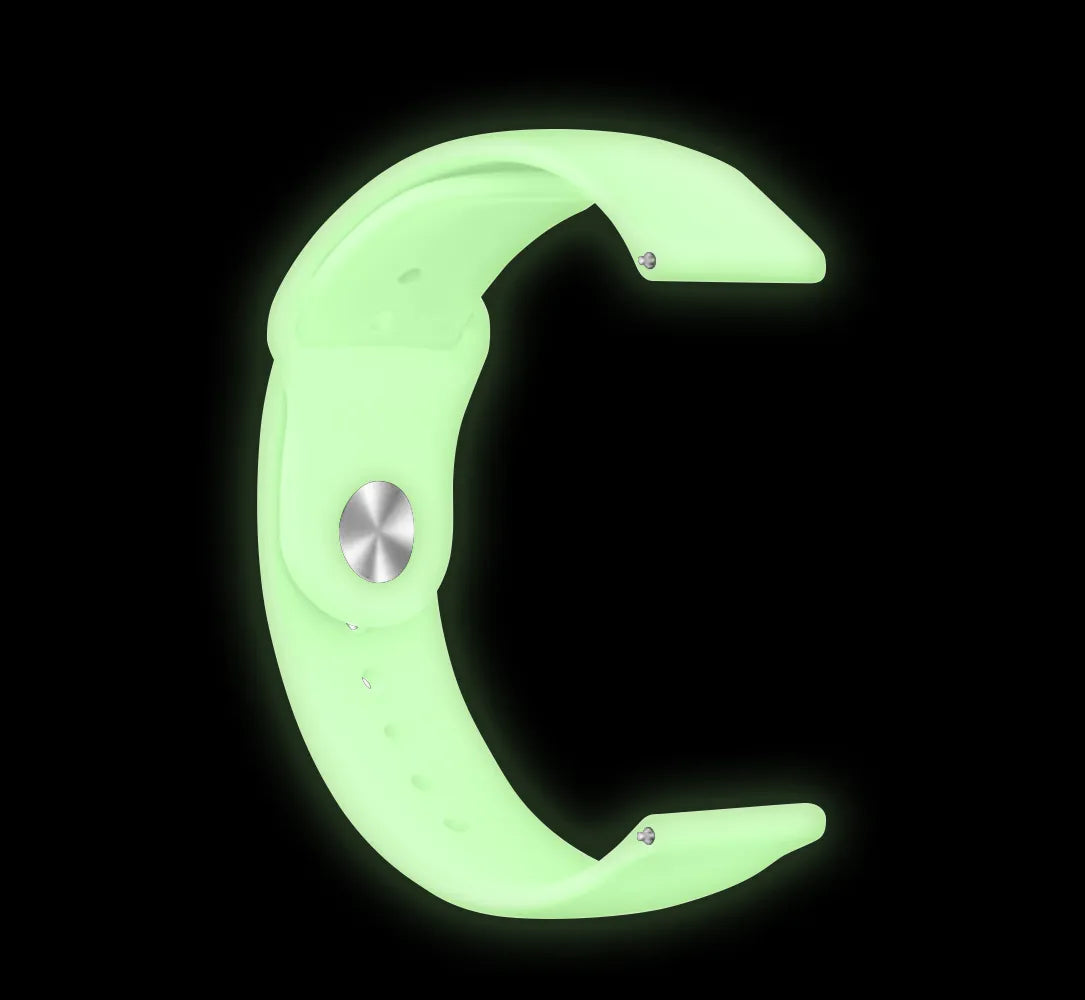 Silicone Glow in the Dark Strap, lime, without a watch, 3/4 front view