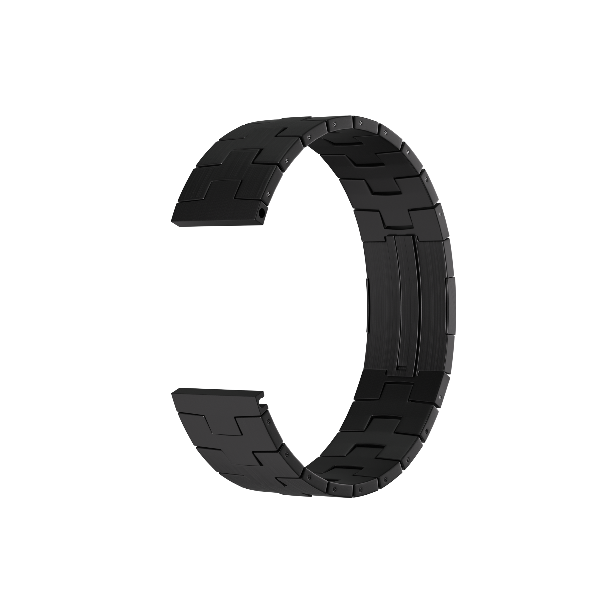 Titanium Grain Strap (Flat Clasp), black, without a watch, 3/4 front view