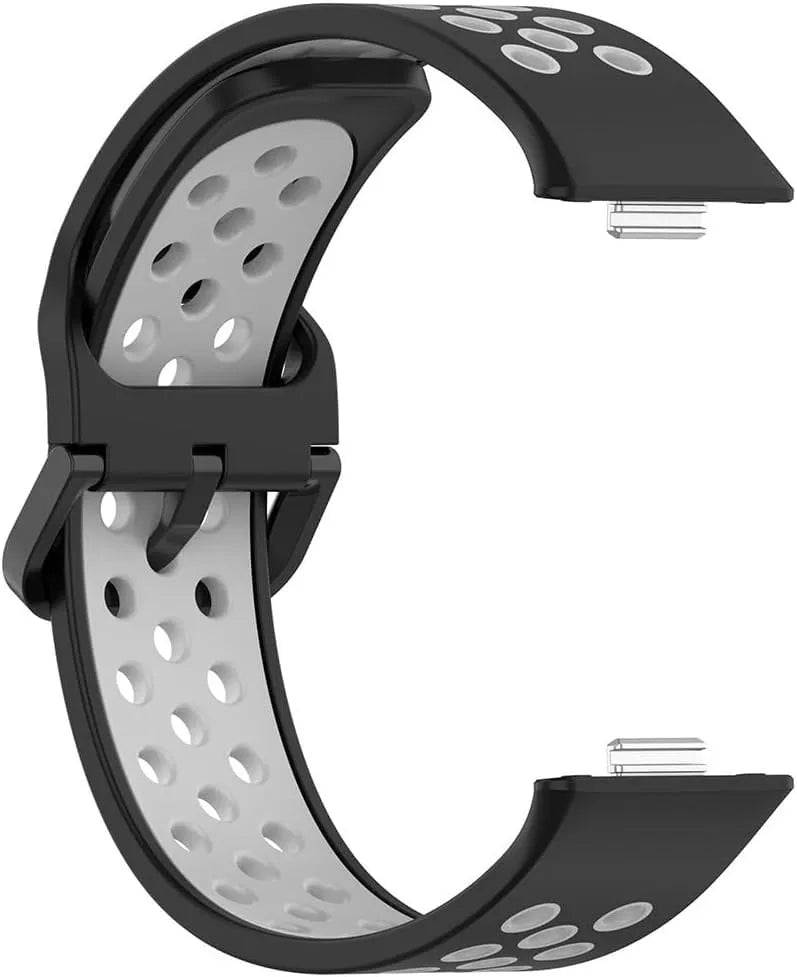 Silicone Sport Strap, black/grey, without a watch, 3/4 front view