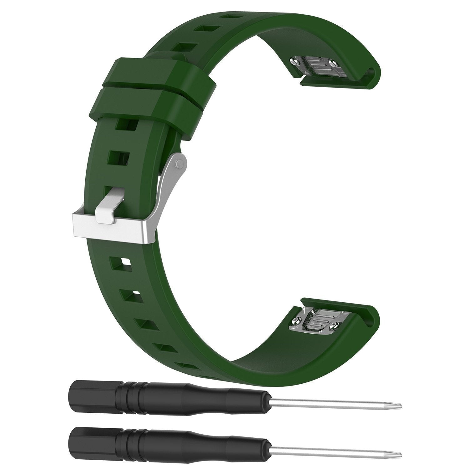 Glossy Silicone Strap, army green, without a watch, 3/4 rear view