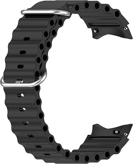 Silicone Ocean Strap, black, without a watch, 3/4 rear view