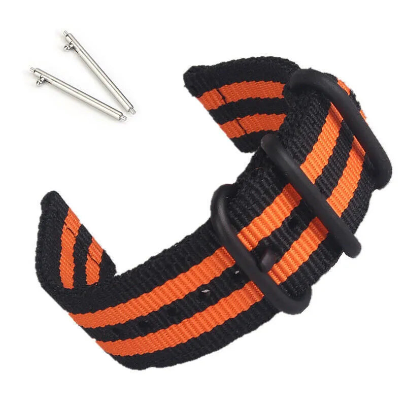Nylon Buckle Strap, black/orange, without a watch, 3/4 rear view