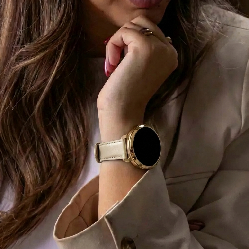 Bandz Garmin Venu 2s Leather Strap 'Deluxe' (Beige)