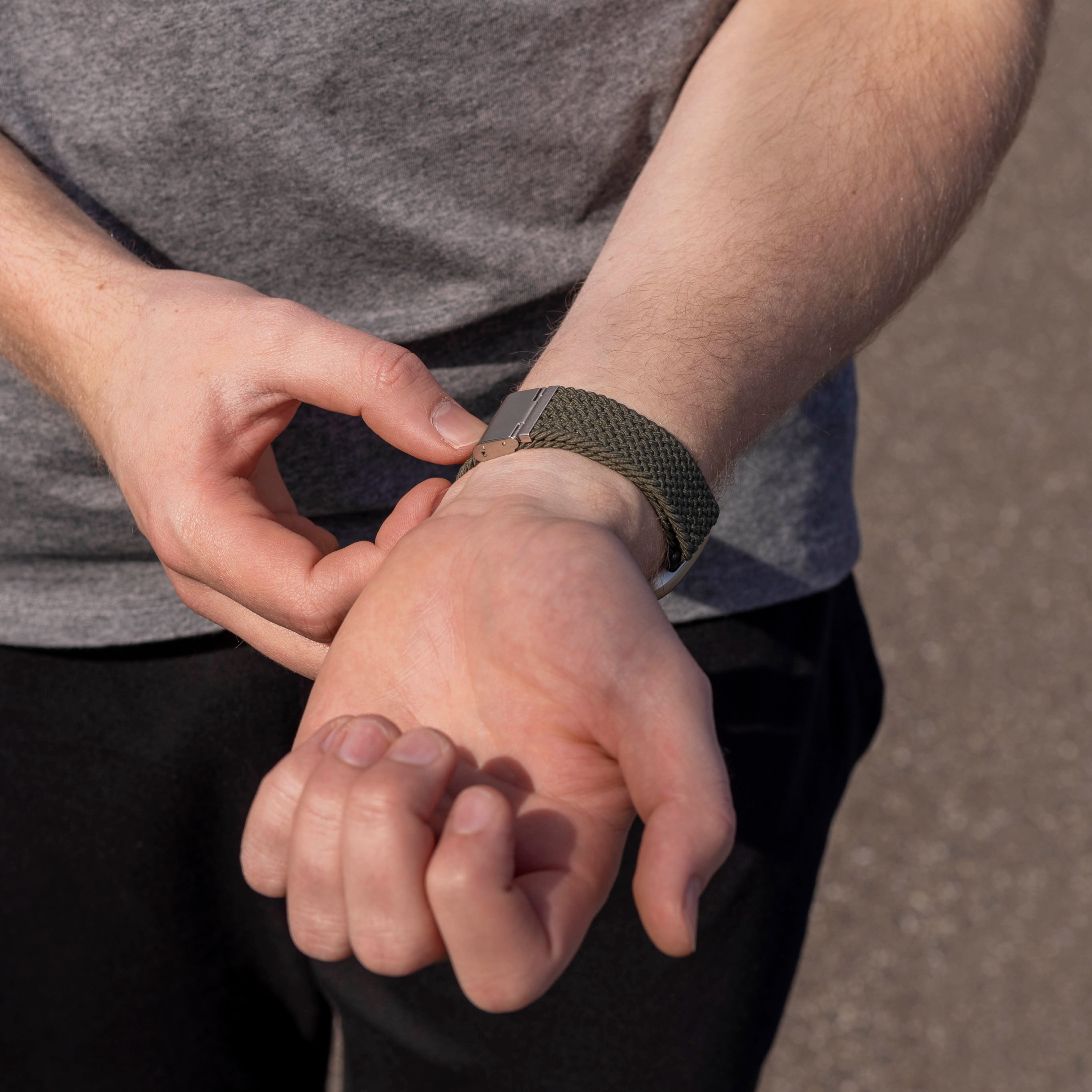 Fitbit Versa 3 Adjustable Braided Strap (Olive Green)