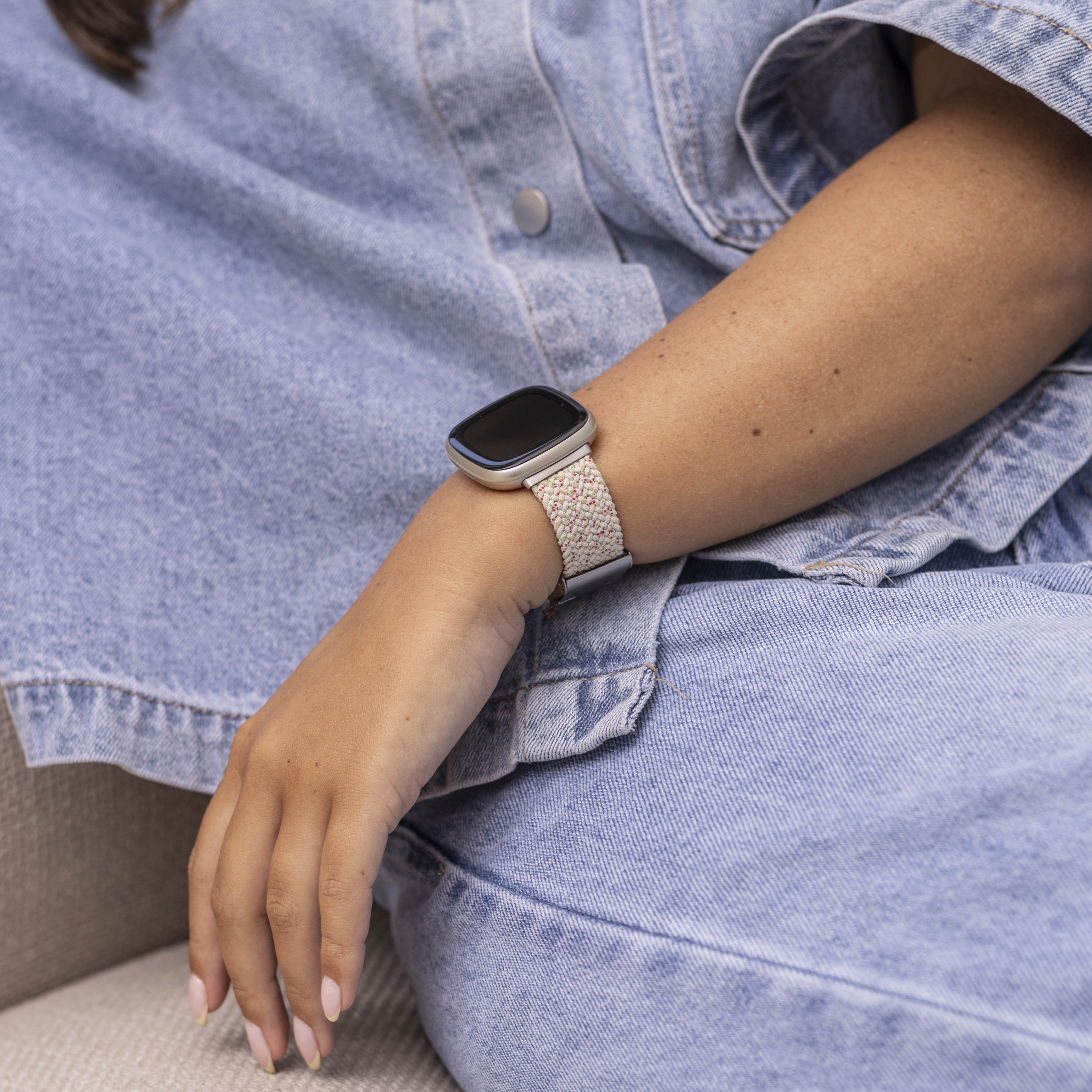 Fitbit Sense Adjustable Braided Strap (Beige Mix)