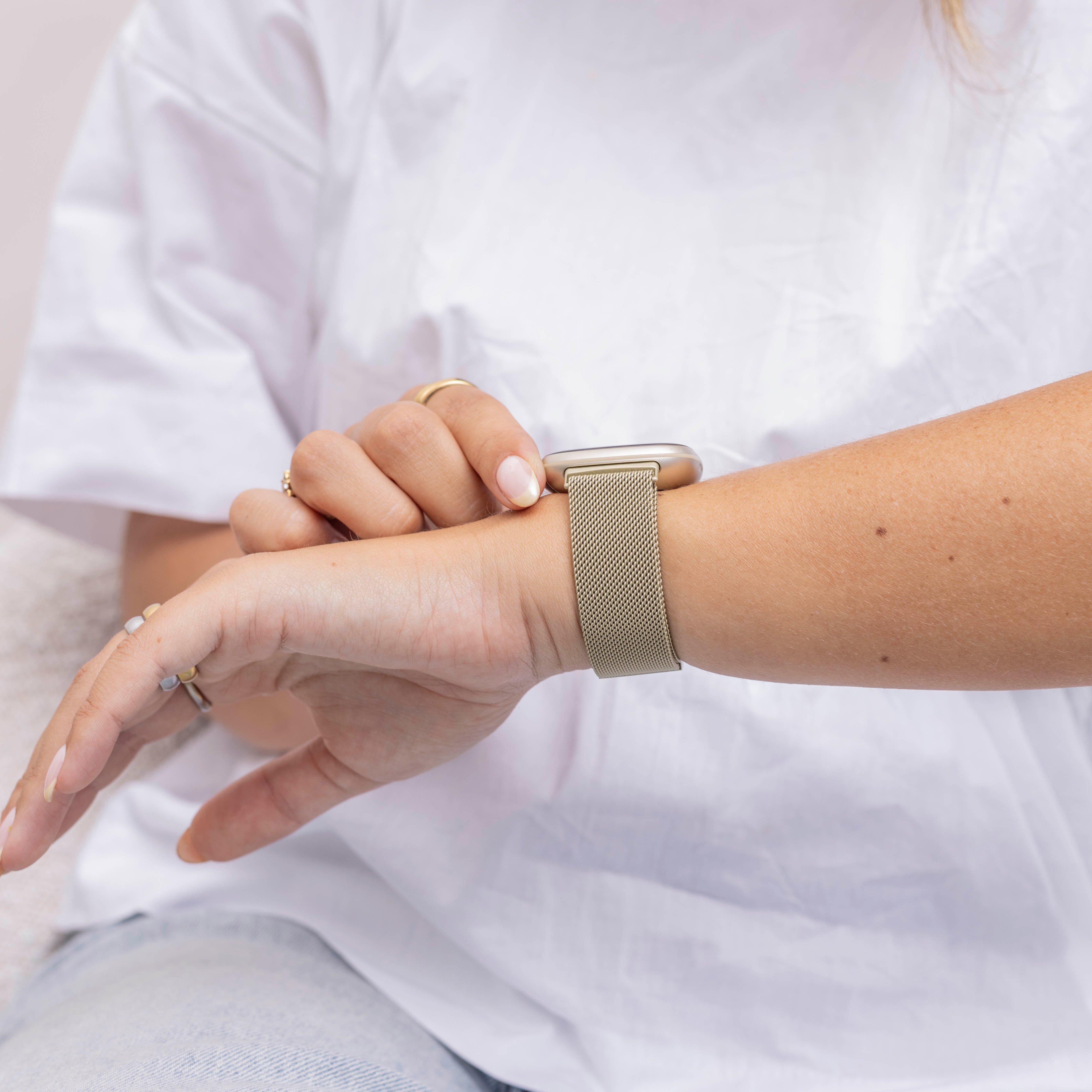 Fitbit Sense Milanese Strap (Light Gold)