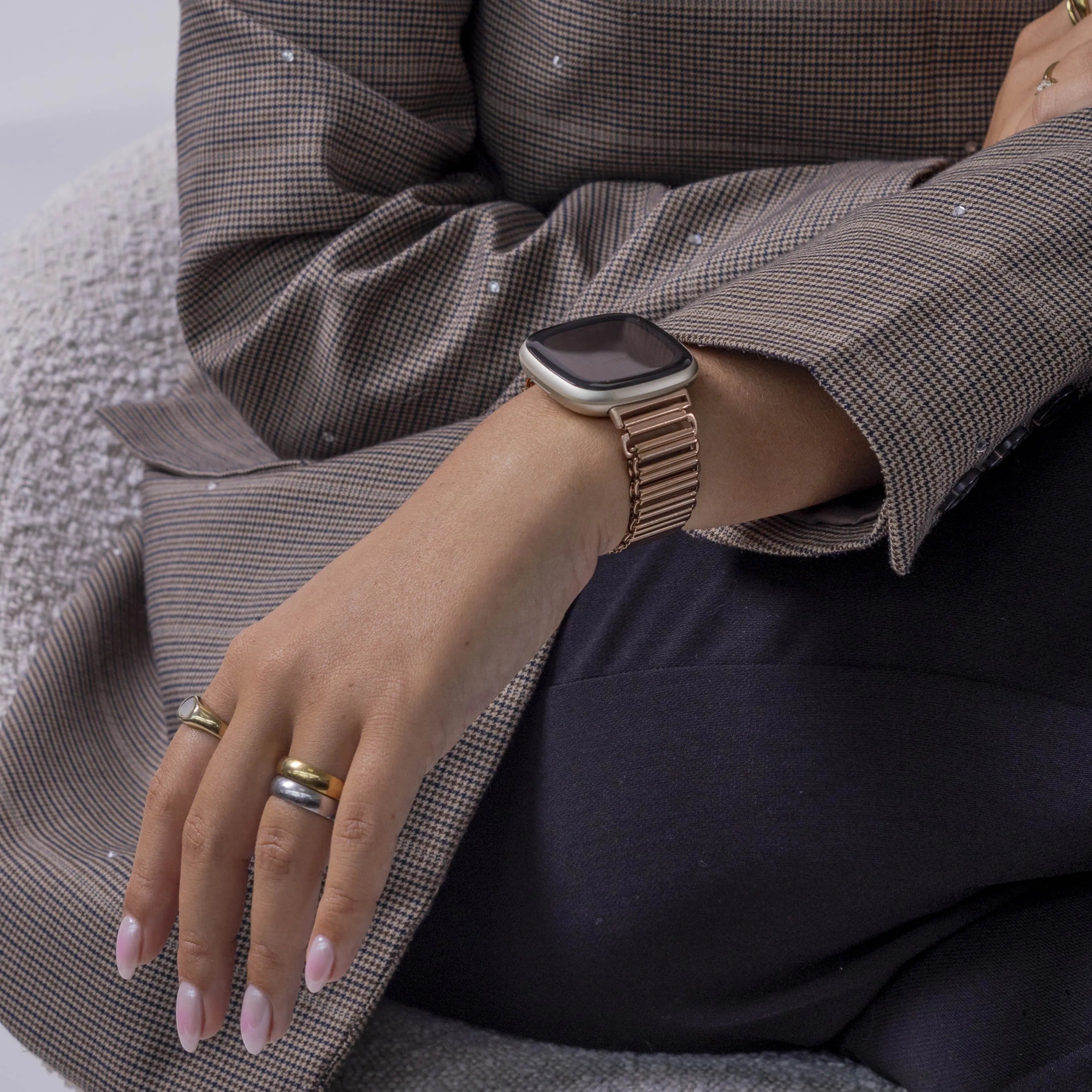 Fitbit Versa 4 Steel Loop Strap (Rose Gold)