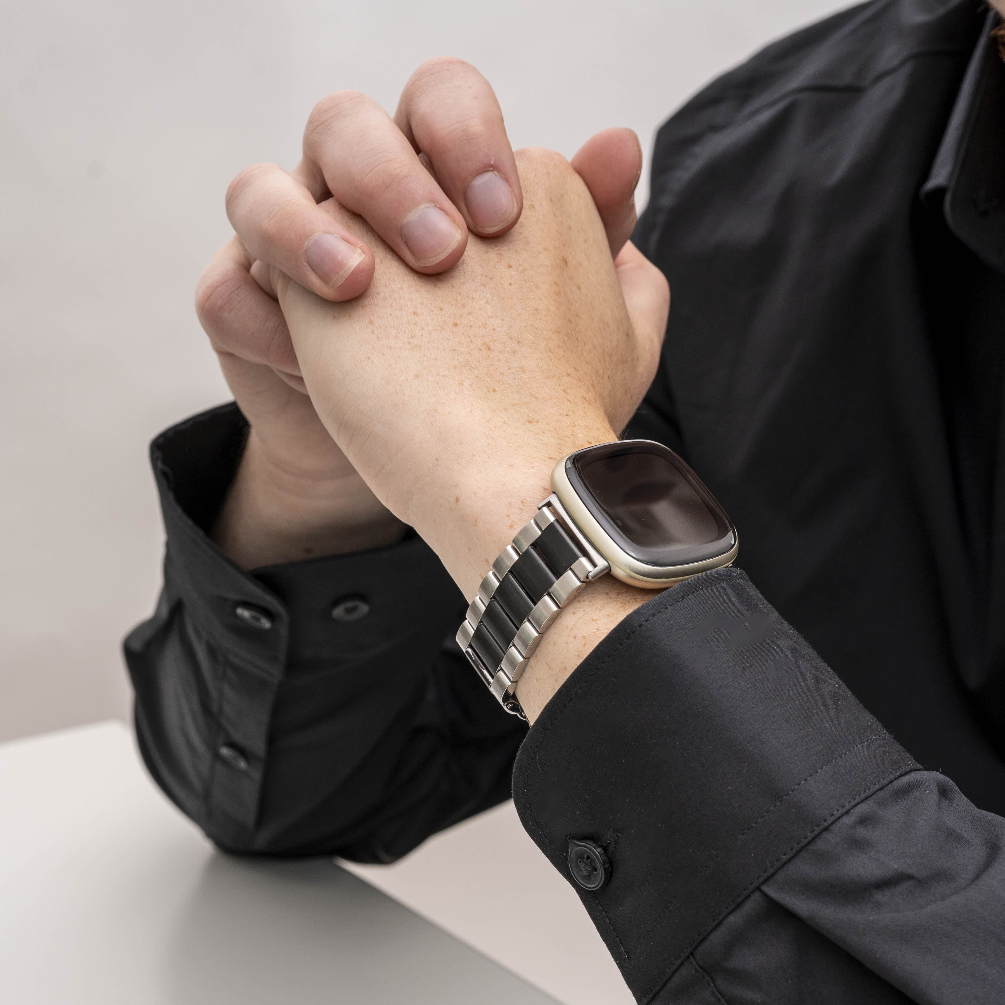 Fitbit Versa 3 Steel Strap (Silver/Black)