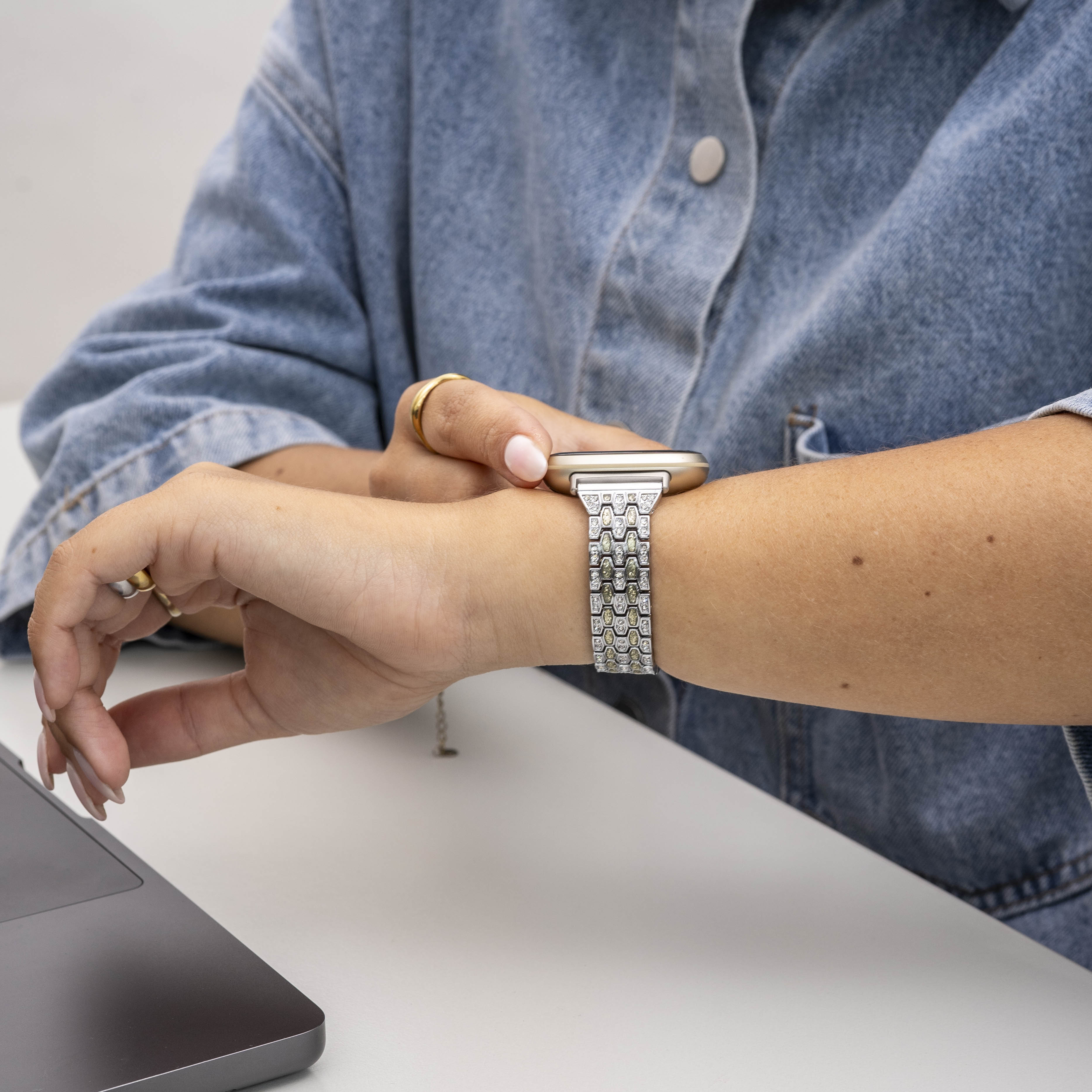 Silver Diamond Fitbit Versa 3 Strap