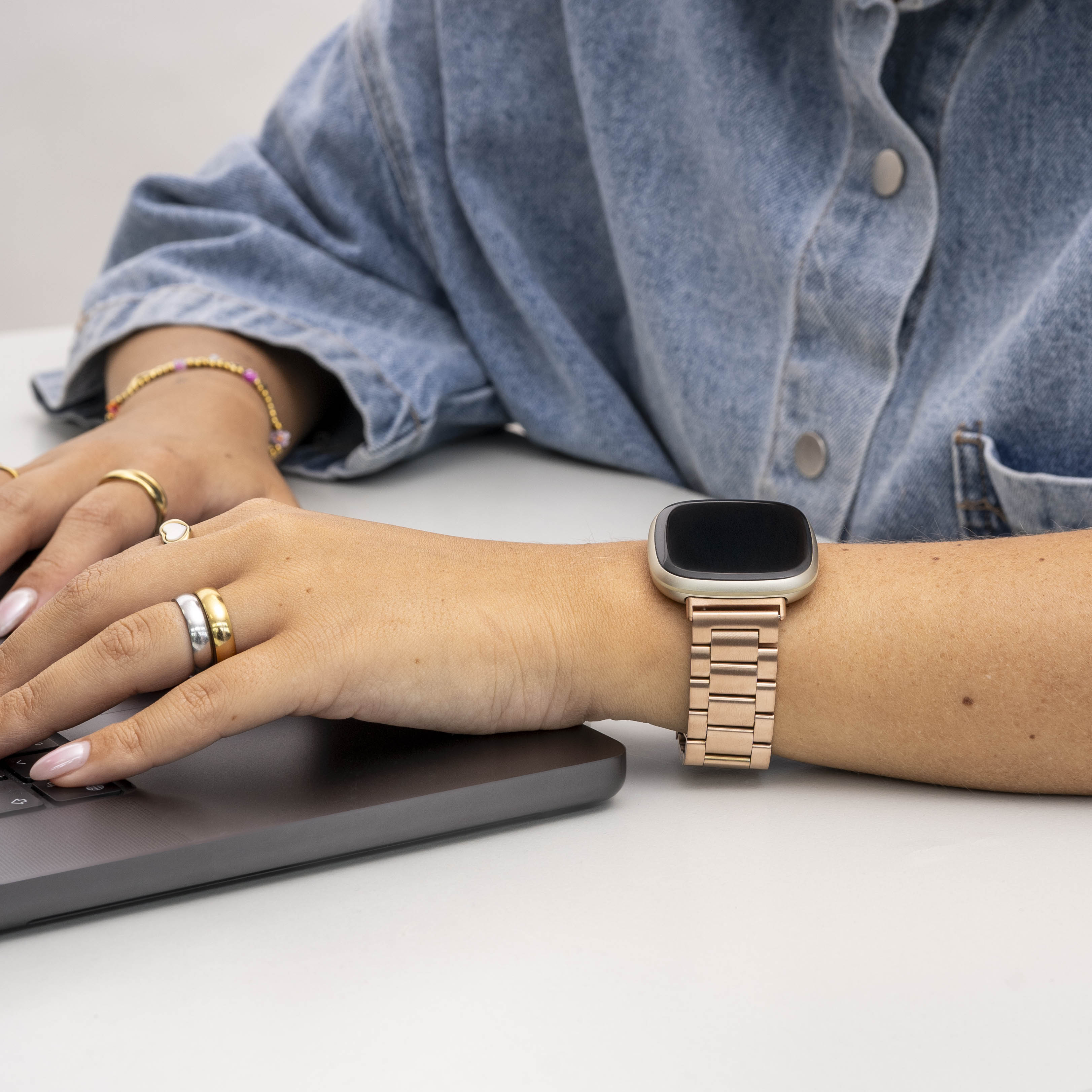 Fitbit Sense Steel Strap (Rose Gold)