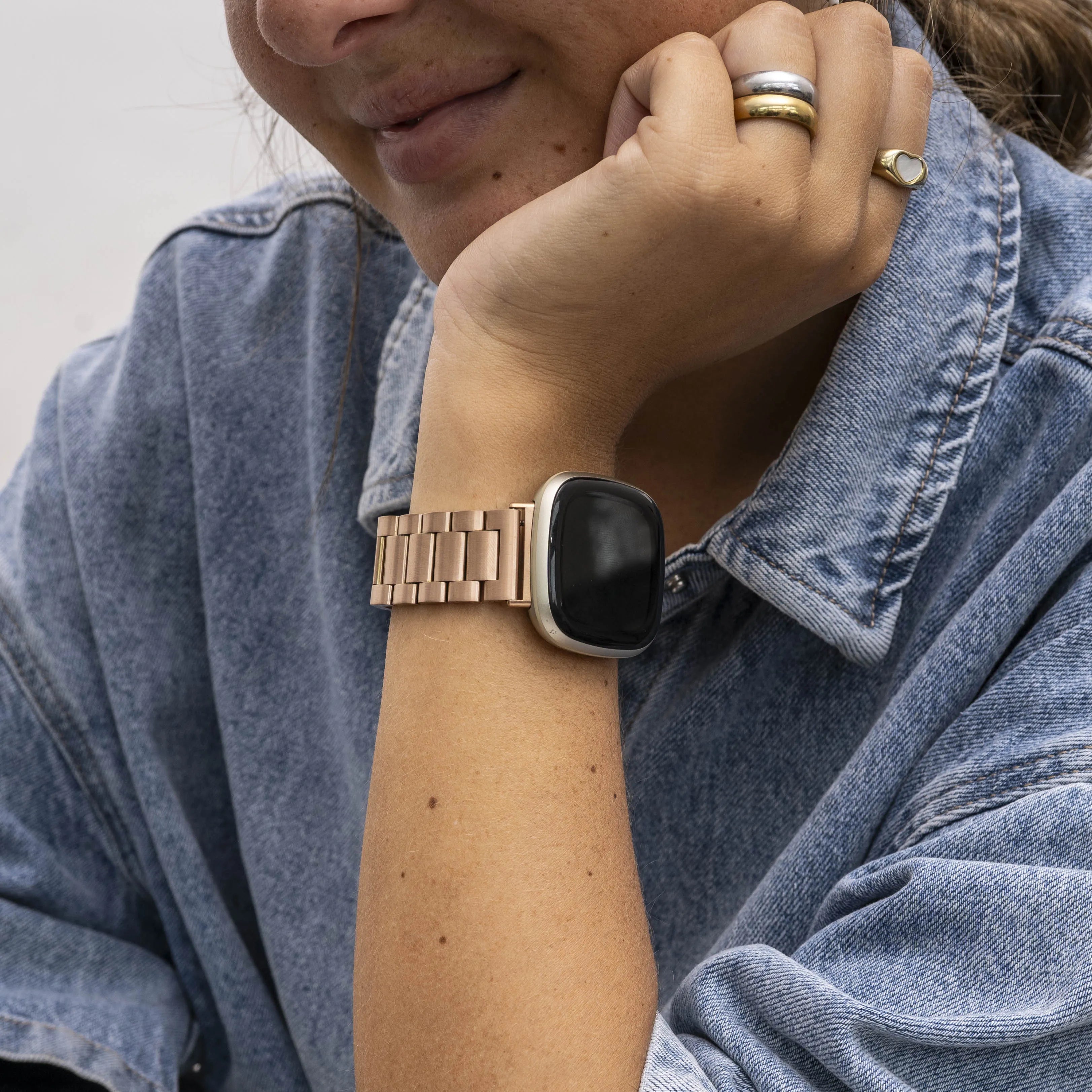 Fitbit Sense Steel Strap (Rose Gold)