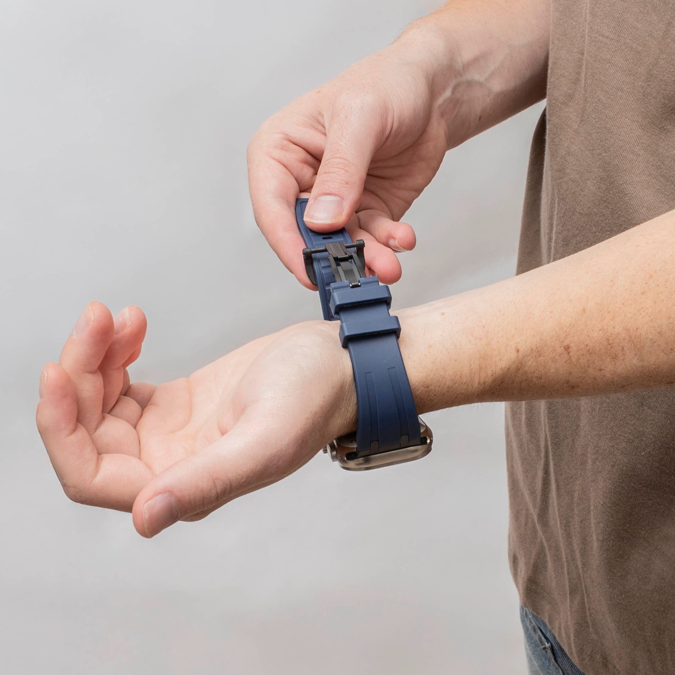 Bandz Apple Watch Silicone Strap 'Luxe Liquid' (Blue With Black)