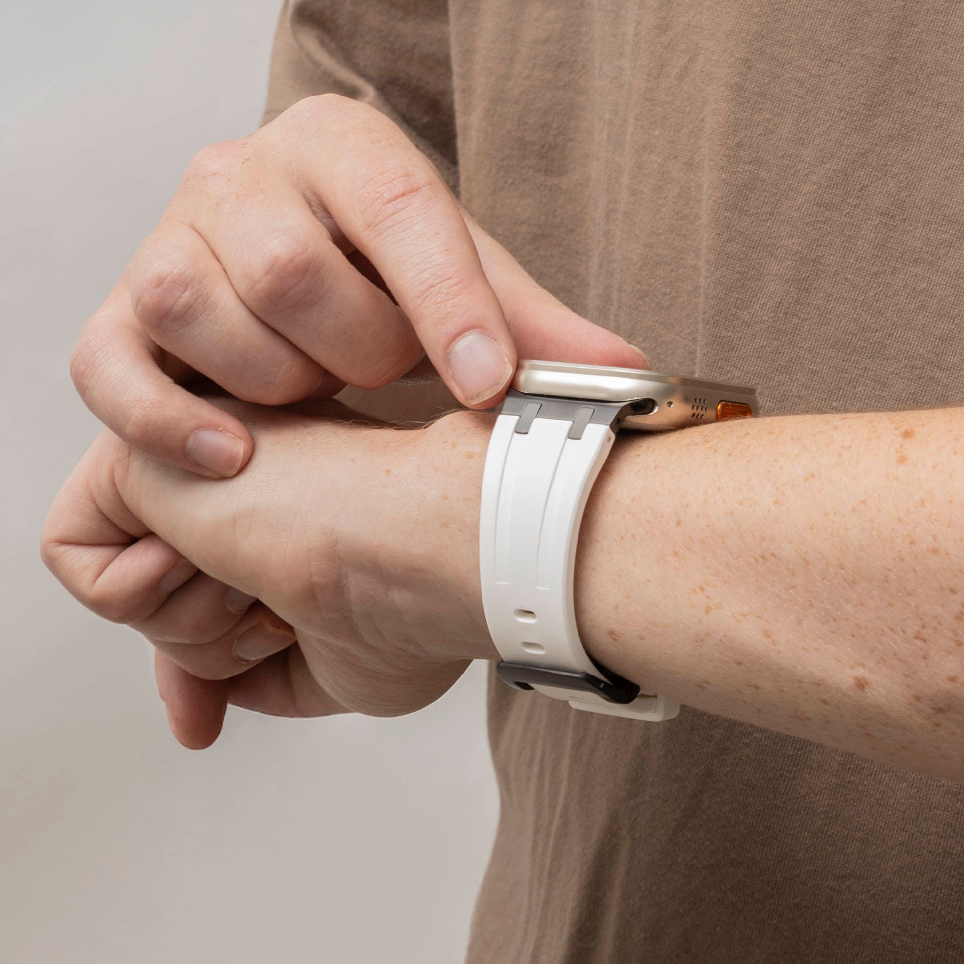 Bandz Apple Watch Silicone Strap 'Luxe Liquid' (White With Black)