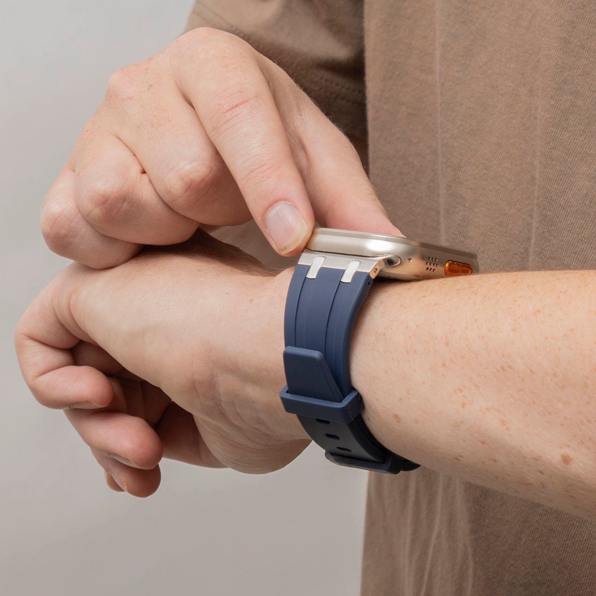 Apple Watch Premium Liquid Silicone Strap (Blue with Titanium)