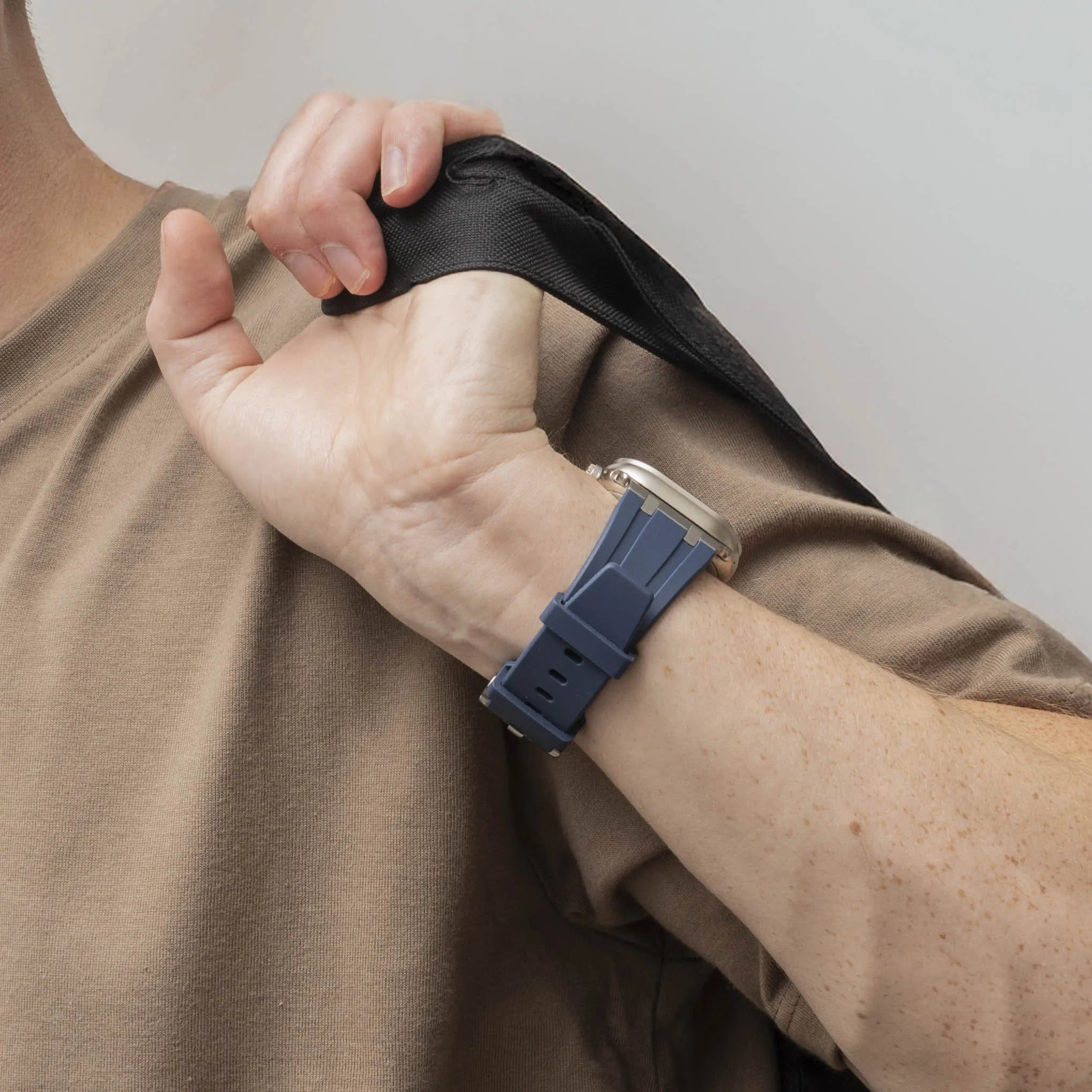 Apple Watch Premium Liquid Silicone Strap (Blue with Titanium)