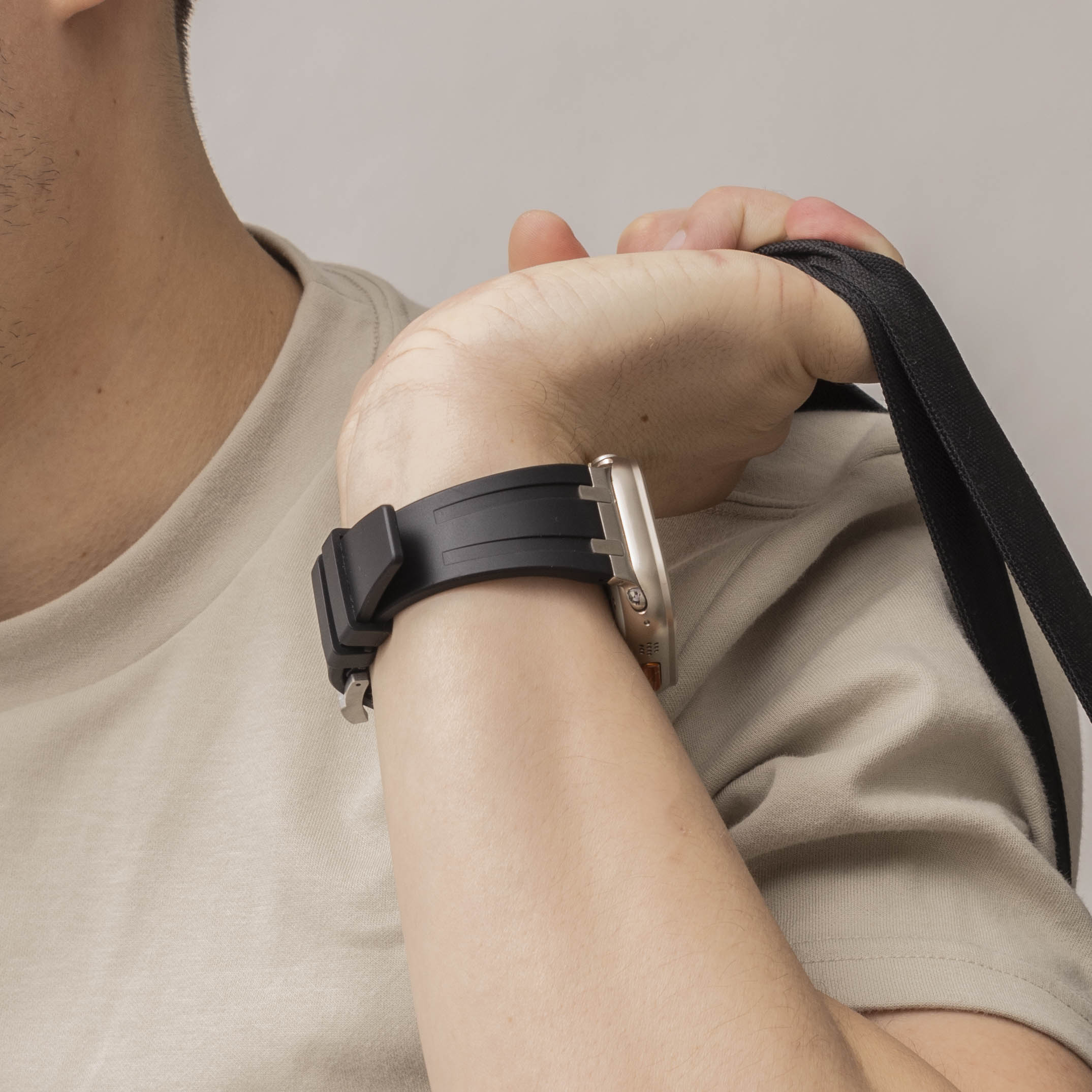 Apple Watch Luxury Liquid Silicone Strap (Black/Silver)