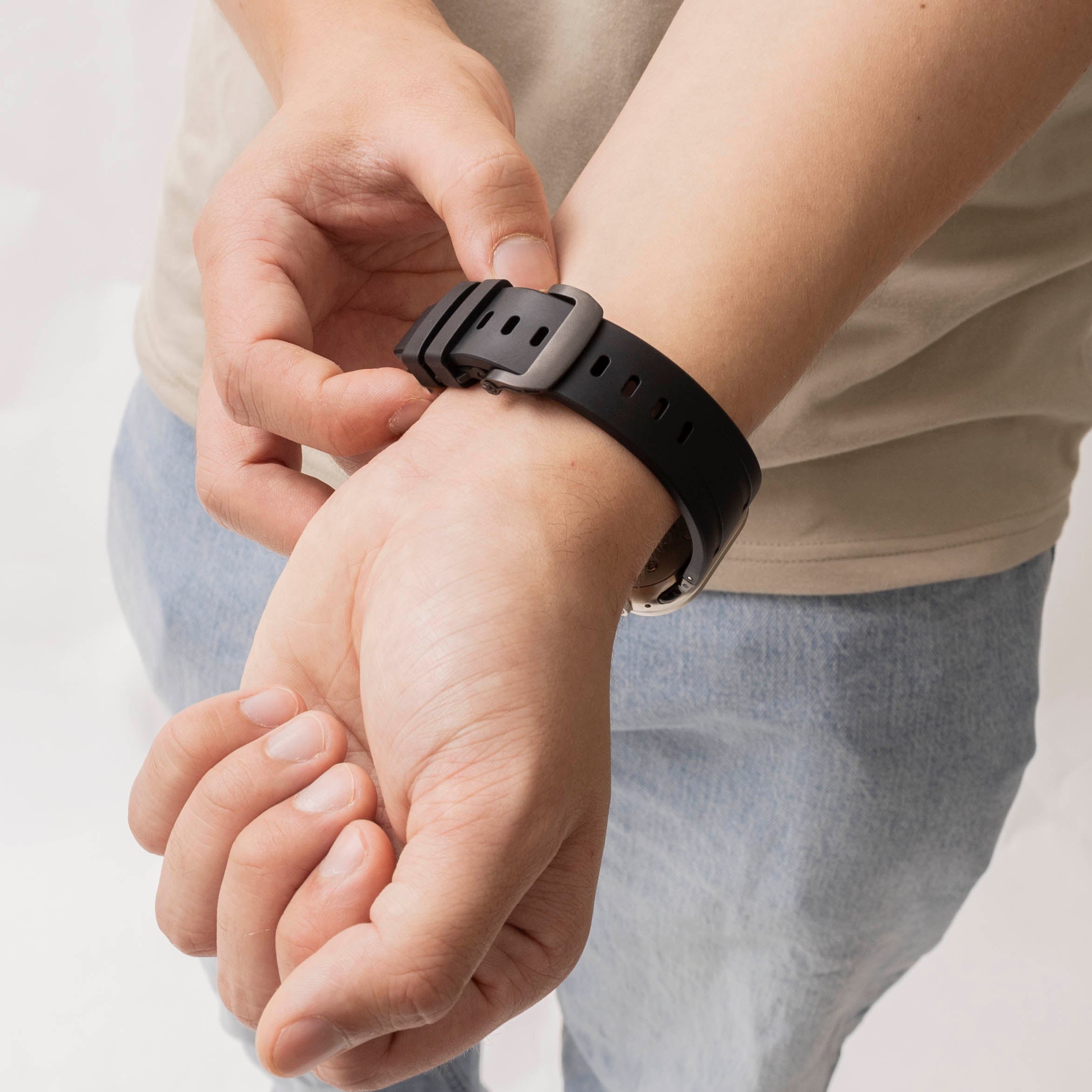 Bandz Apple Watch Silicone Strap 'Luxe Liquid' (Black With Black)