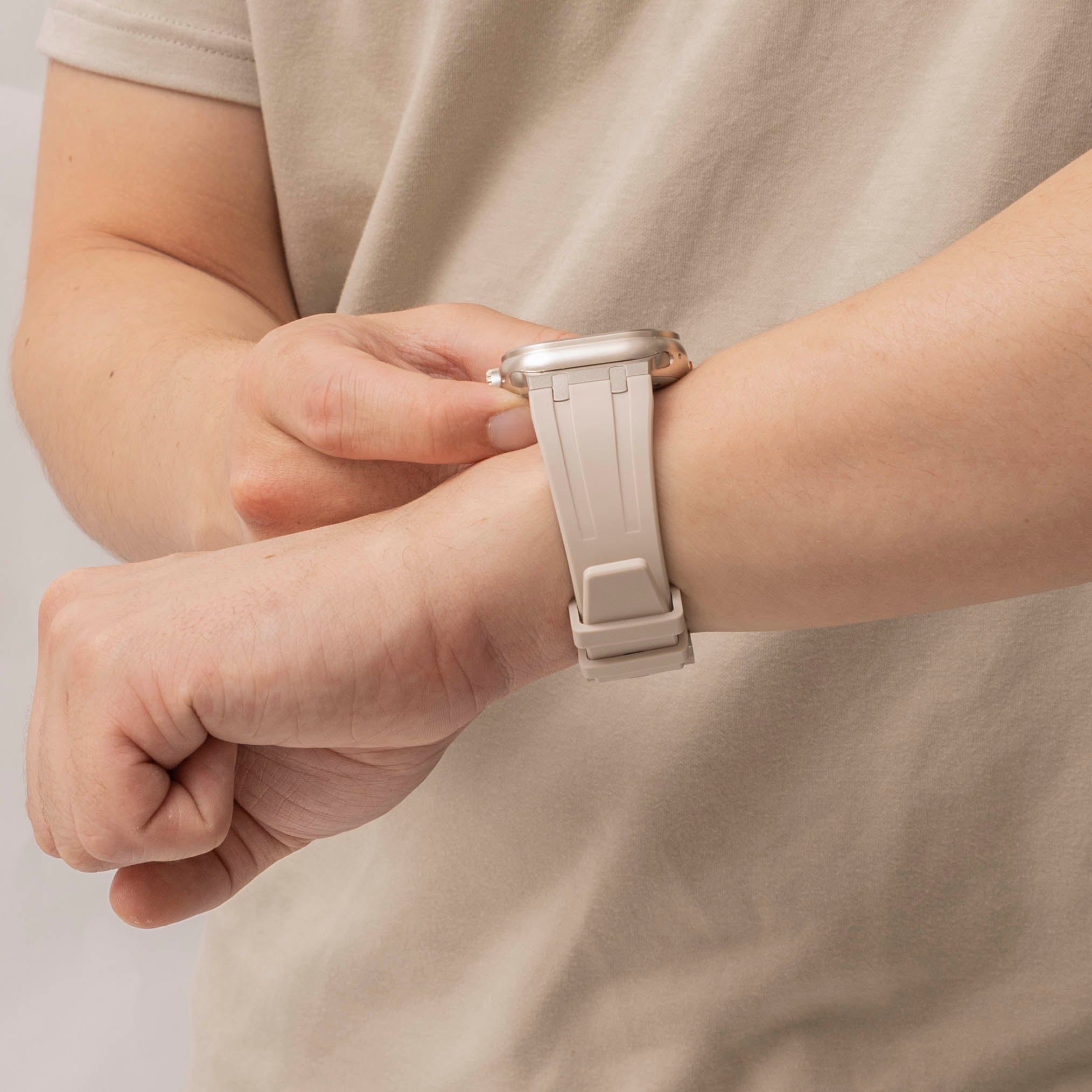 Apple Watch Premium Liquid Silicone Strap (Starlight with Titanium)