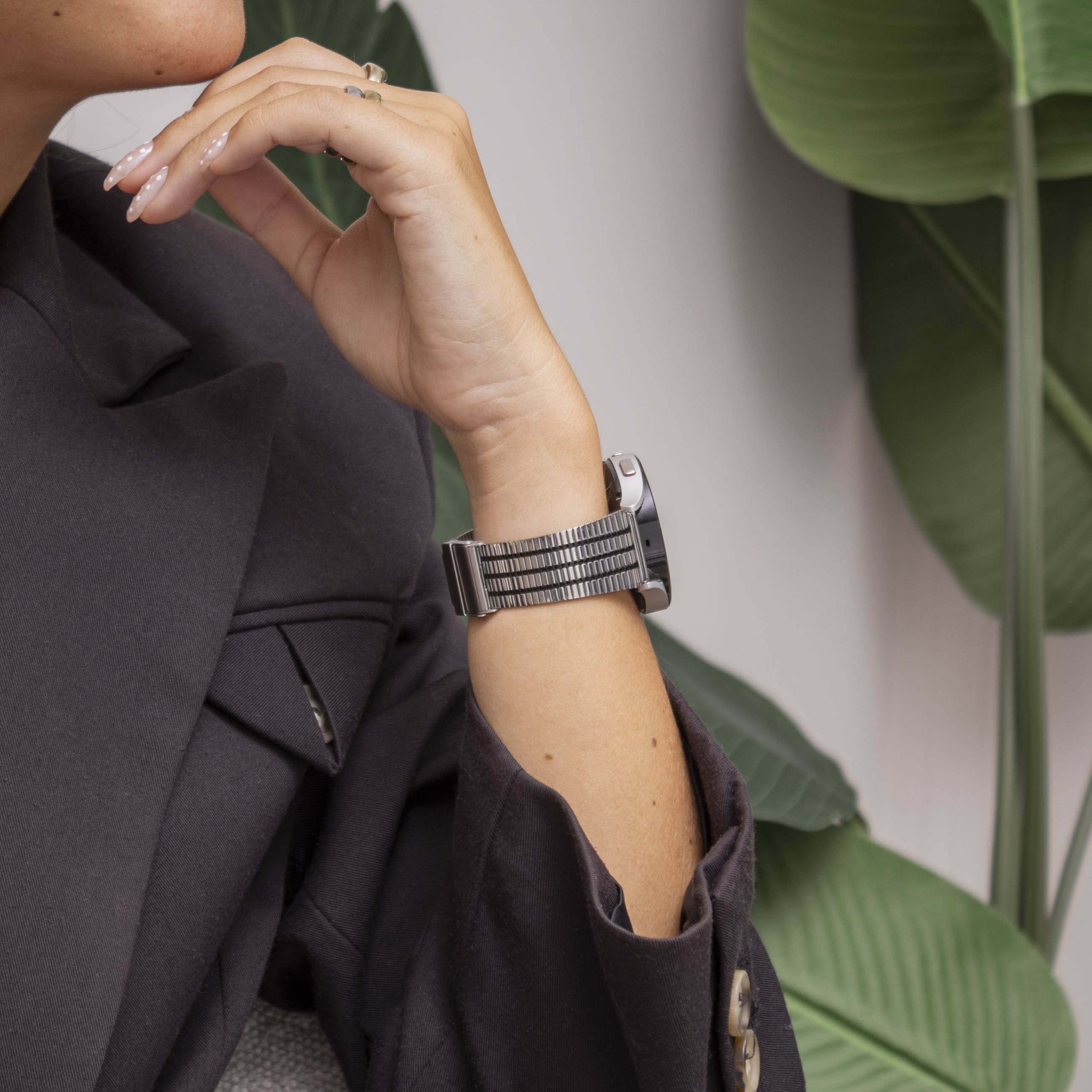 Samsung Galaxy Watch 5 Pro Fine Steel Strap (Silver/Black)