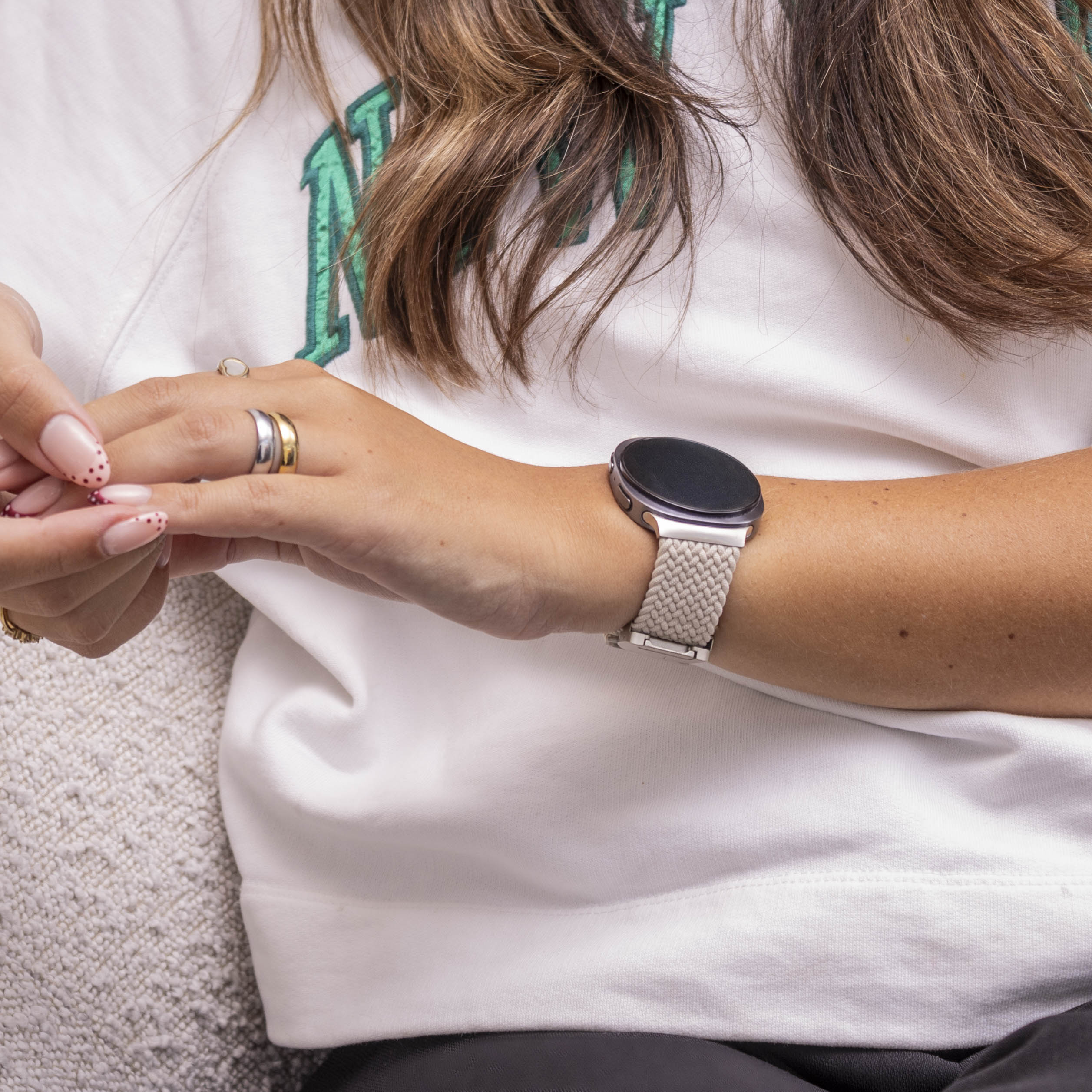 Samsung Galaxy Watch 8 Classic Braided Strap with P-Buckle (Starlight)