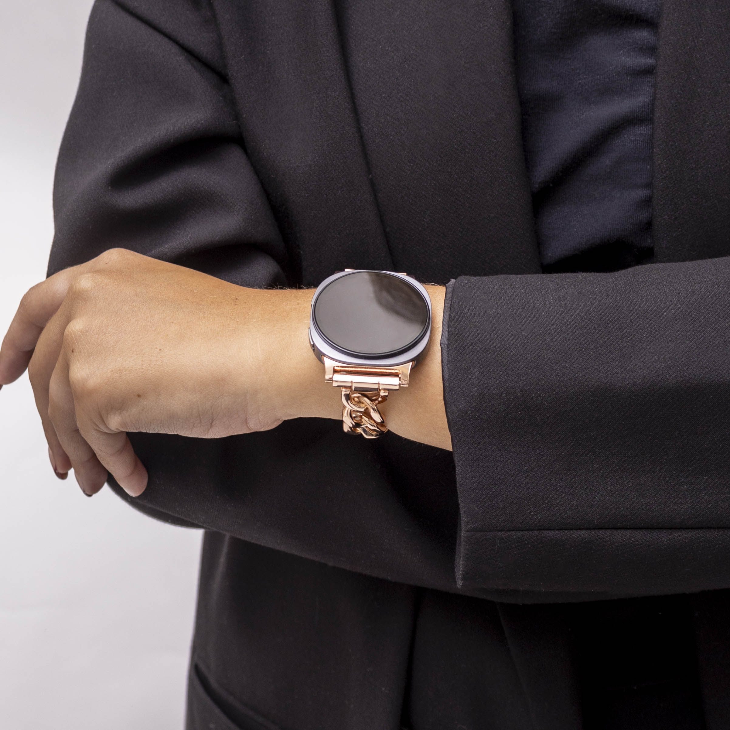 Samsung Galaxy Watch 8 Classic Steel Chain Strap (Rose Gold)