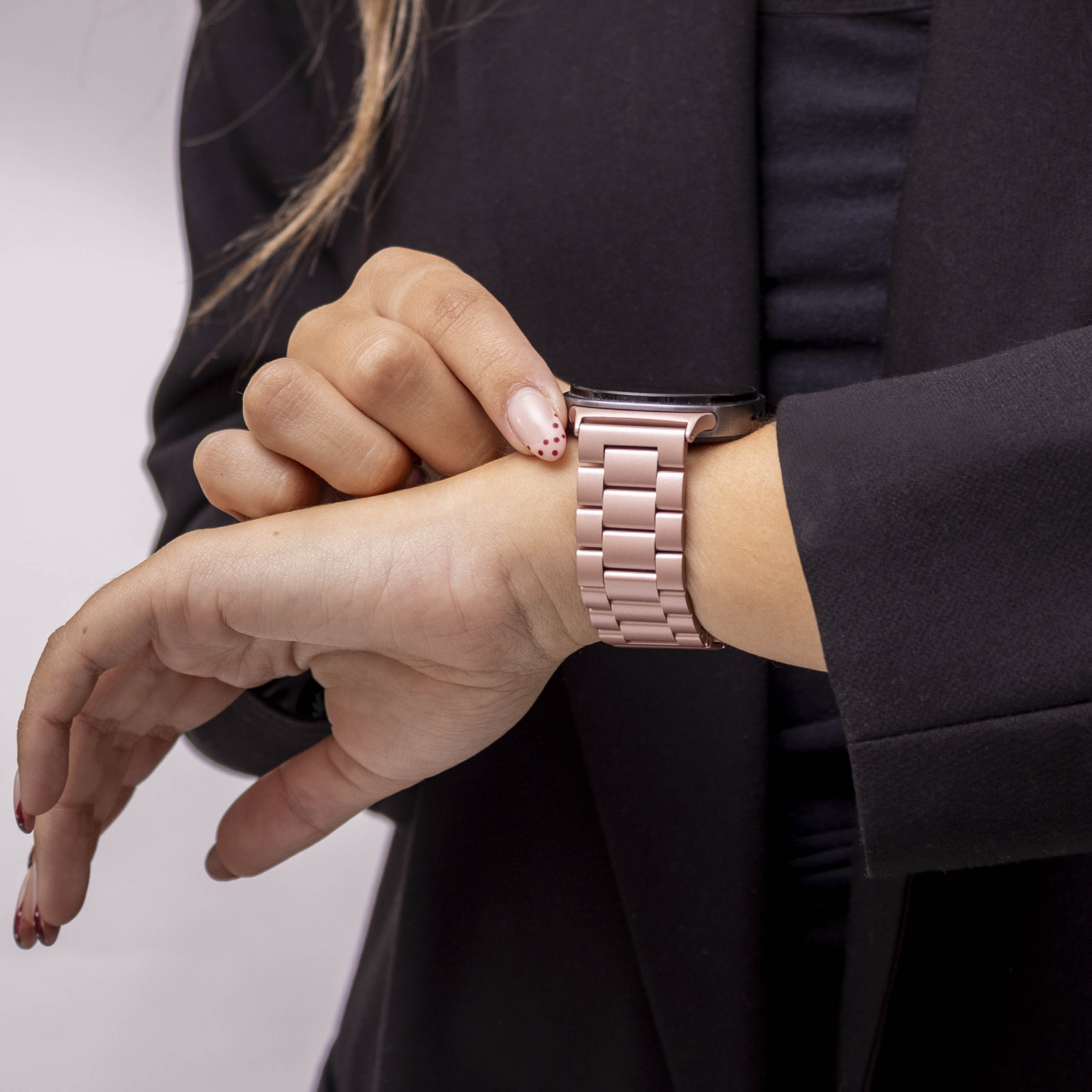 Bandz Samsung Galaxy Watch 8 Classic Steel Strap 'Classic' (Pink)