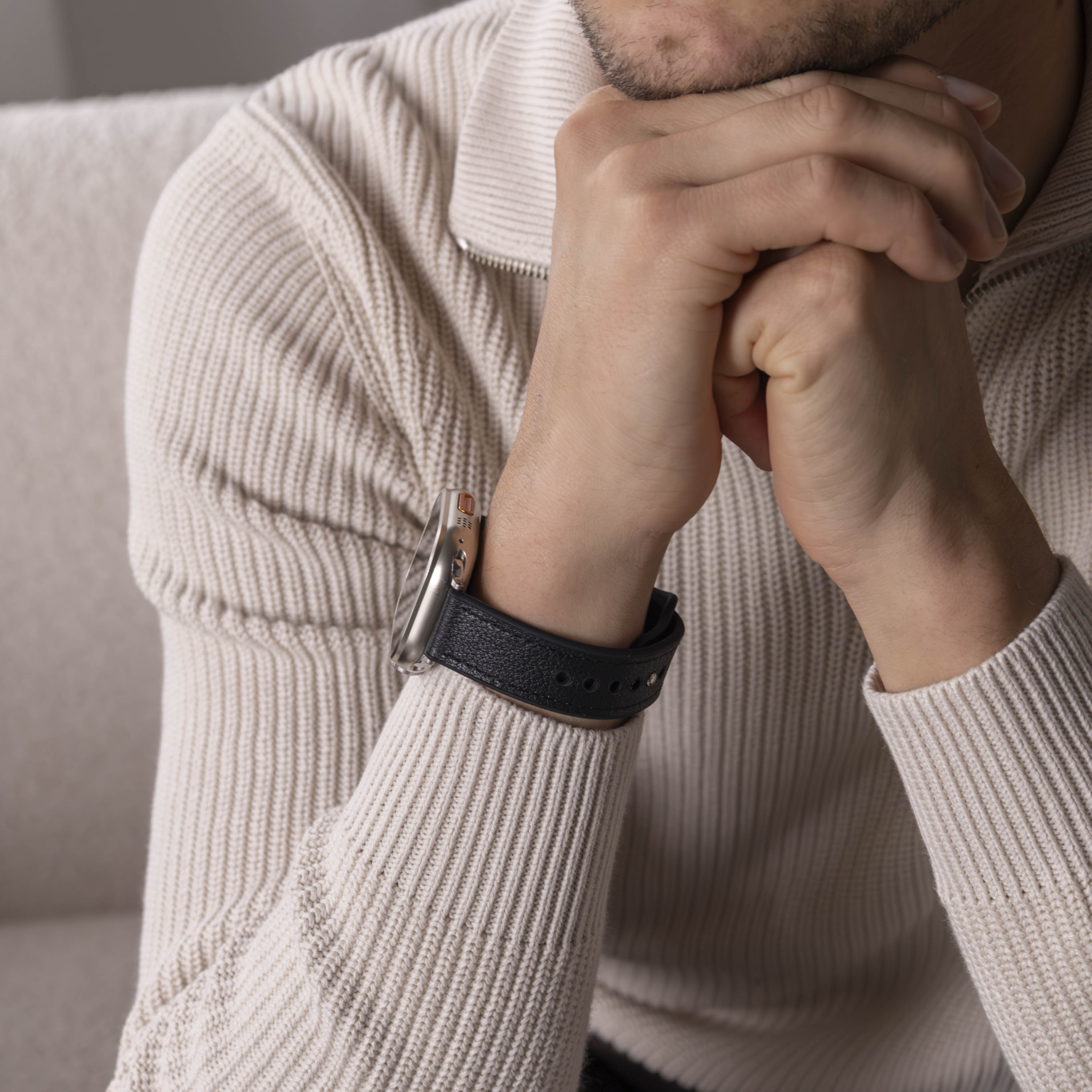 Apple Watch Hybrid Leather Strap (Black)