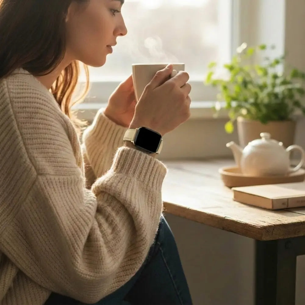 Bandz Apple Watch Leather Strap 'D-Type' (Creme)