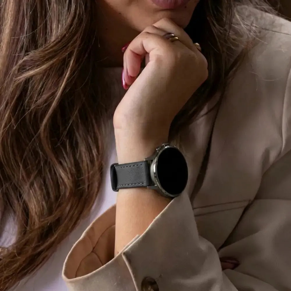 Bandz Garmin Bounce 2 Leather Strap 'Hybrid' (Black)