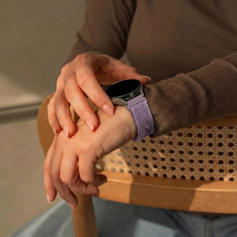 Bandz Amazfit Active 3 Premium Vintage Nylon Strap (Light Purple)