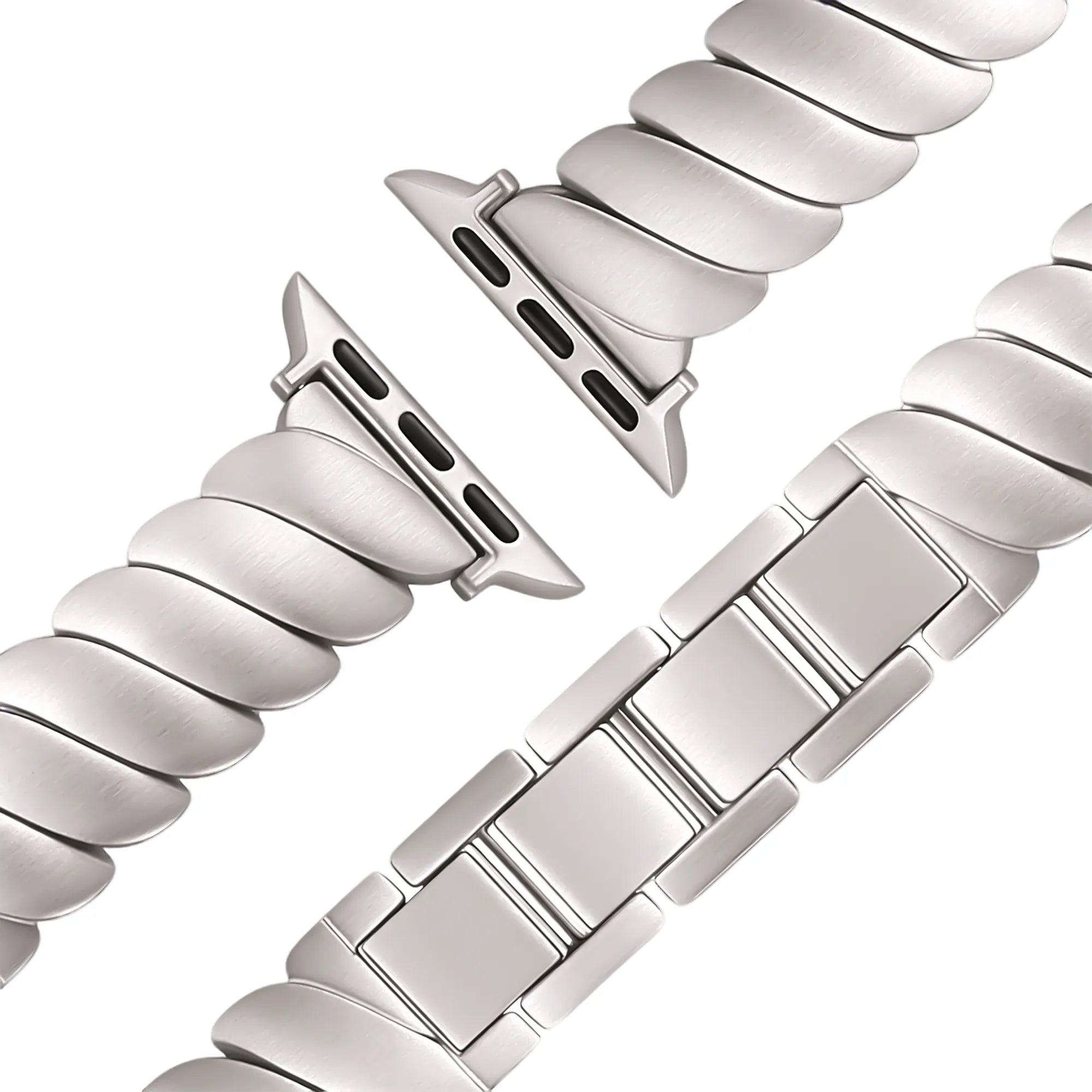 Bandz Apple Watch Premium Metal Strap 'Twisted' (Starlight)