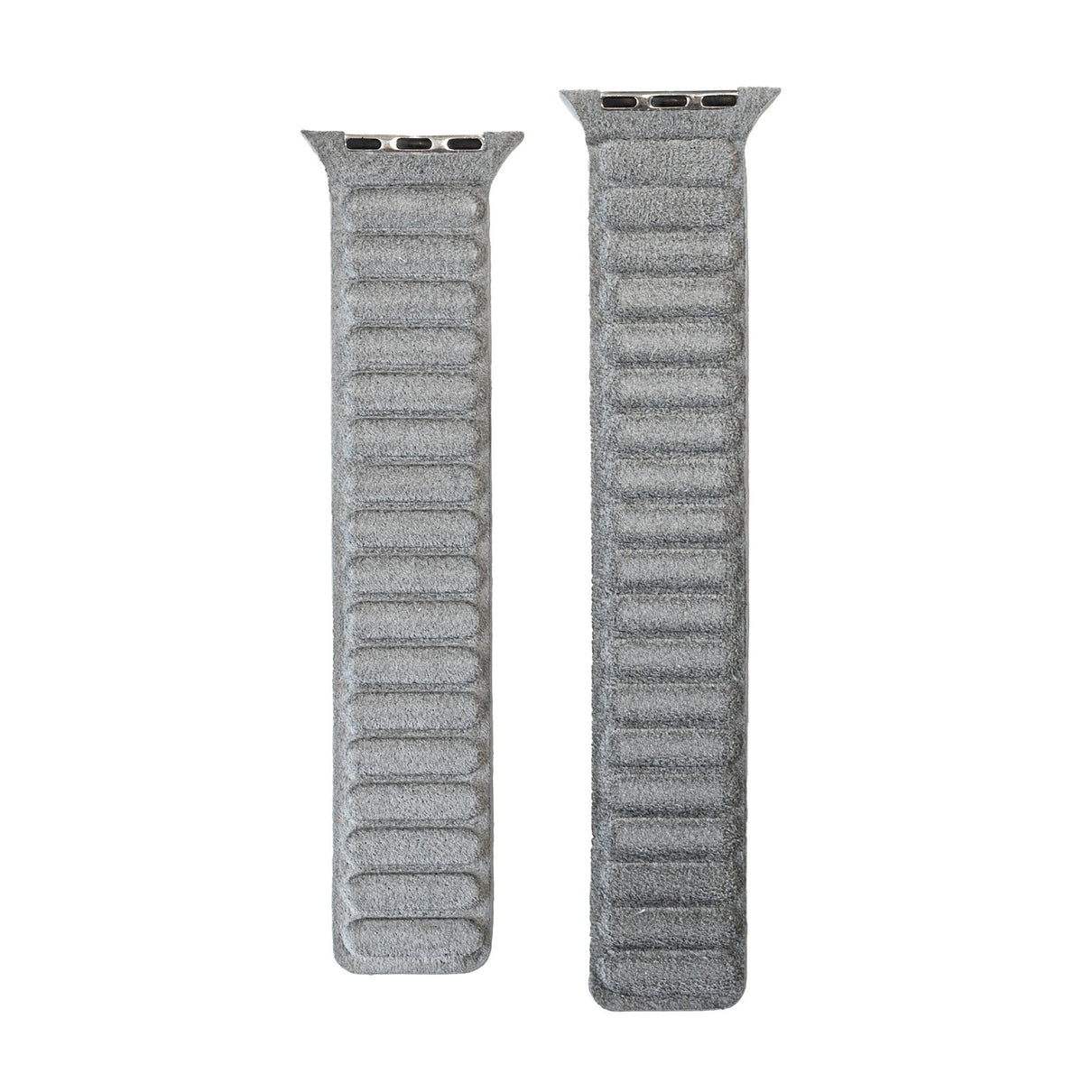 Nylon Alcantara Strap, grey, laid flat, separate parts, direct top view