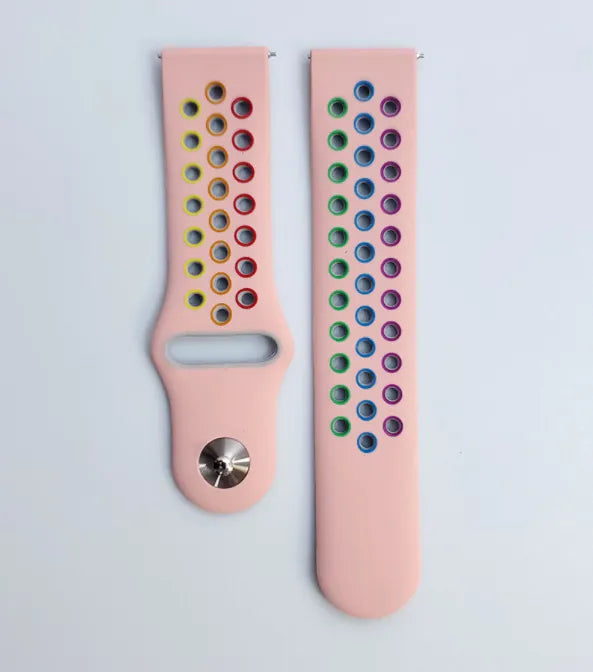 Silicone Sport Strap, laid flat, separate parts, direct top view