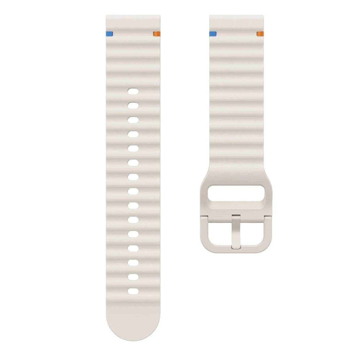 Wave Silicone Strap, starlight, laid flat, separate parts, direct top view