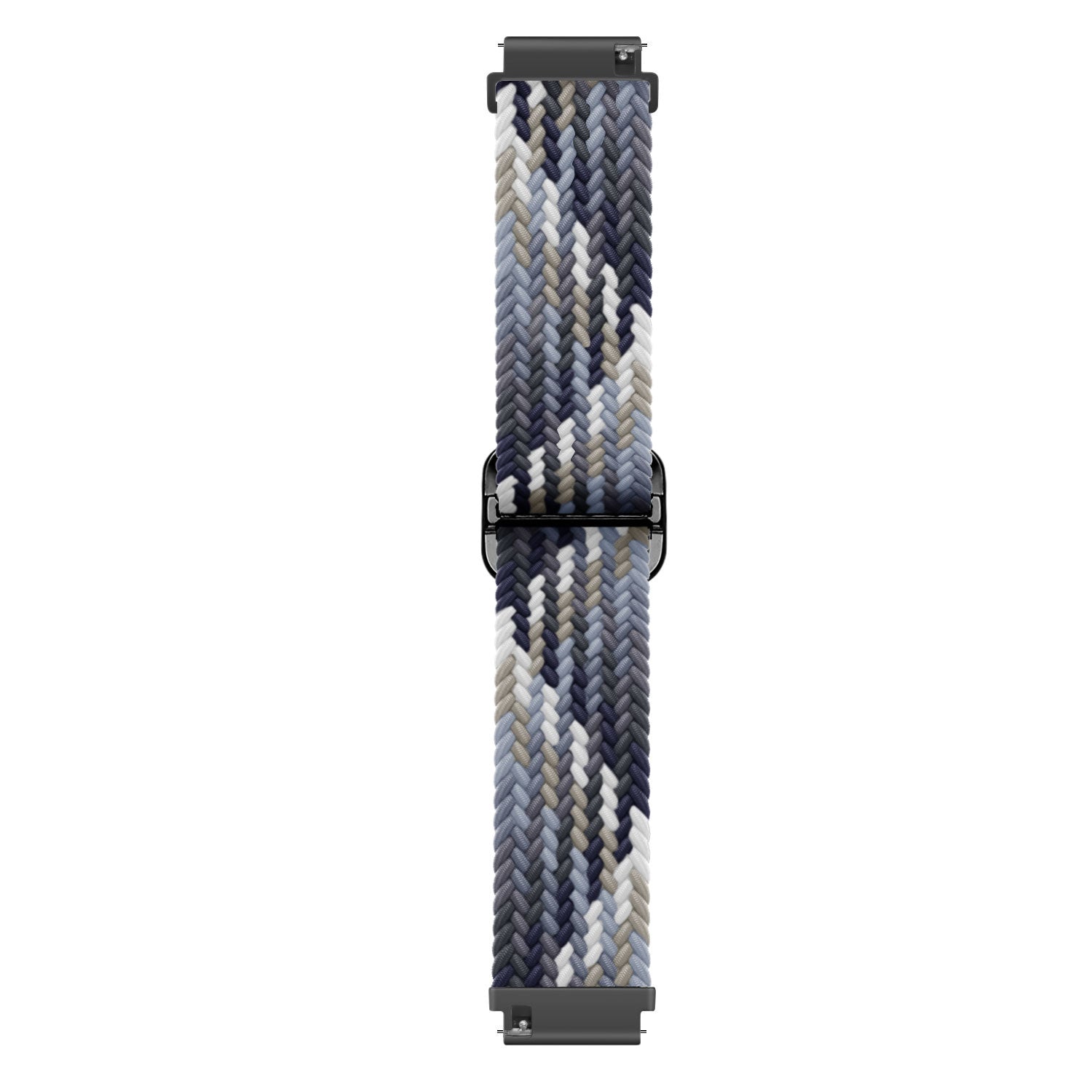 Nylon Adjustable Braided Strap, black/white, laid flat, joined, direct top view