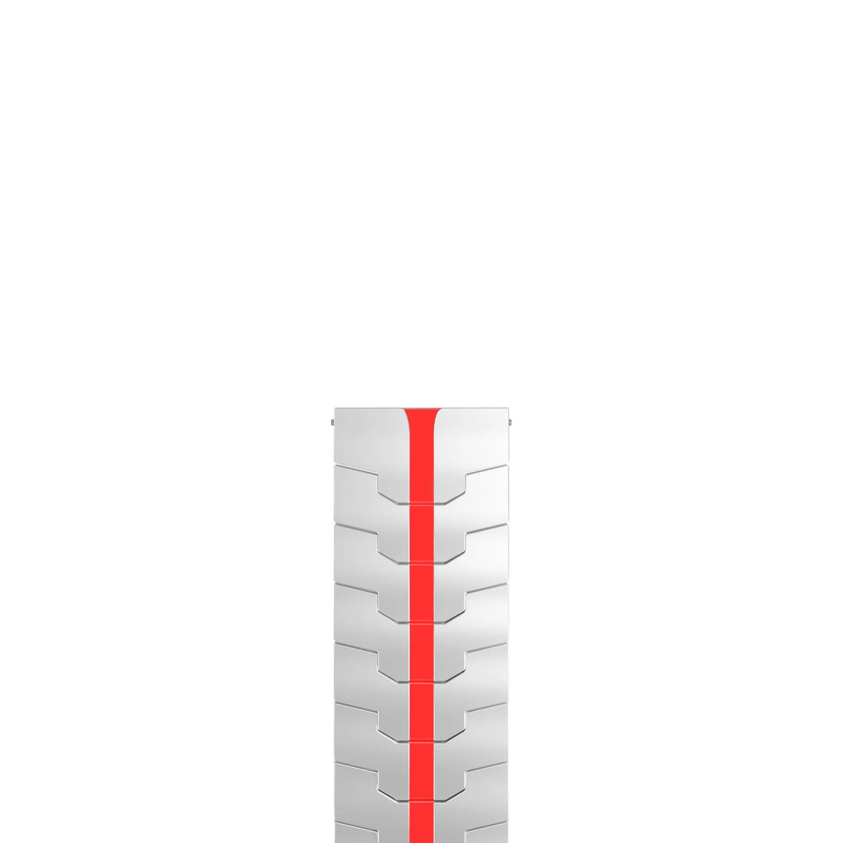 Steel Iron Strap, silver/red, laid flat, joined, direct top view