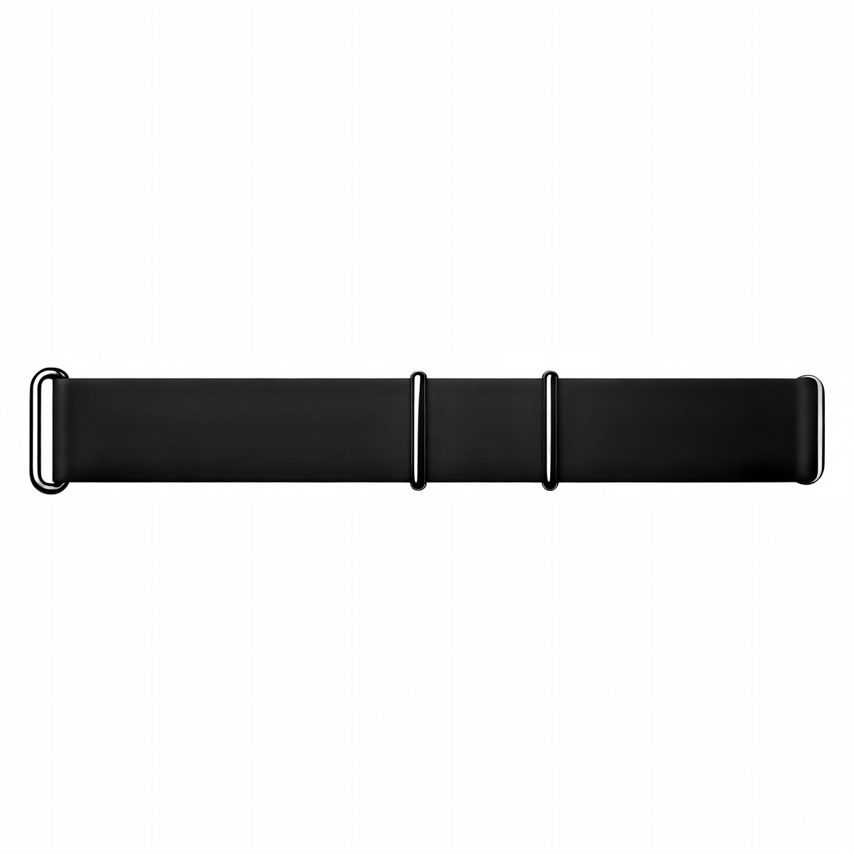 Silicone Strap, black, laid flat, joined, direct top view