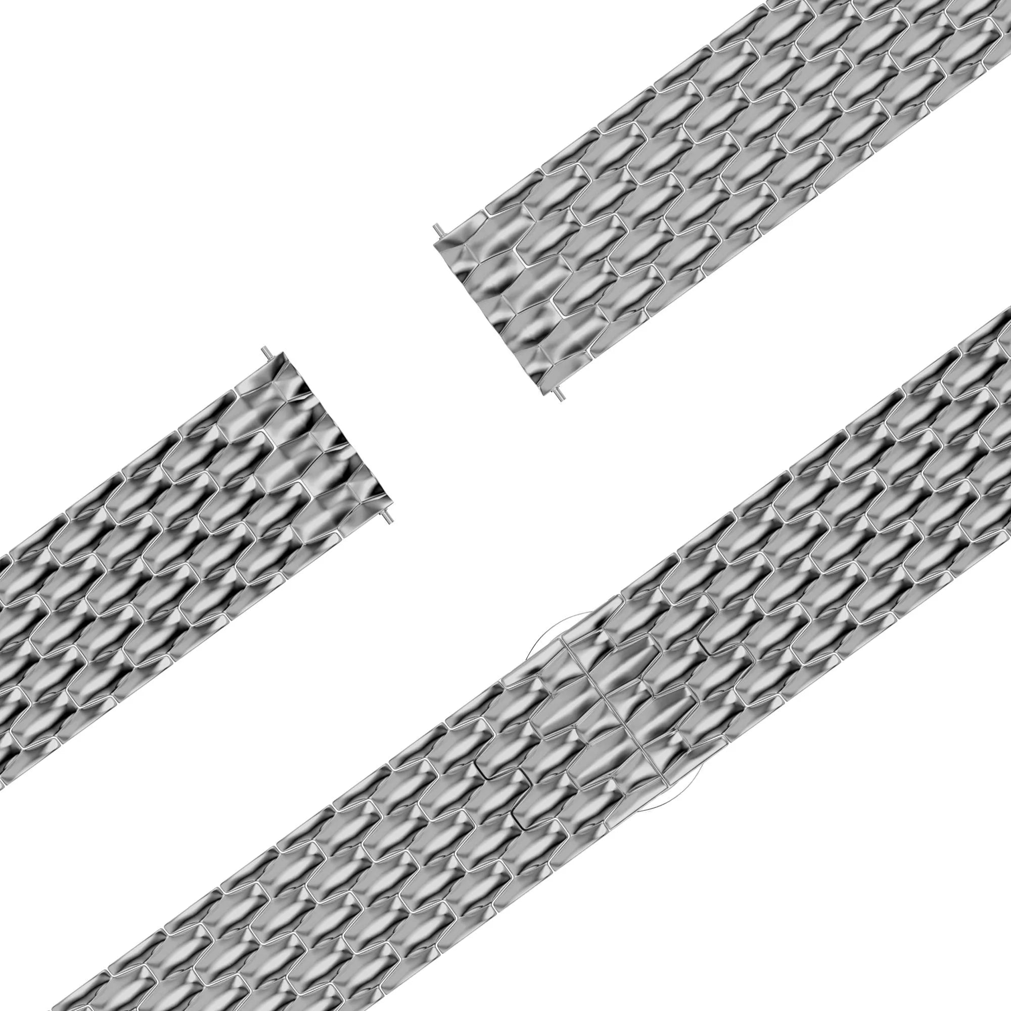 Steel Strap 'Dragon', laid flat, separate parts, top and underside view