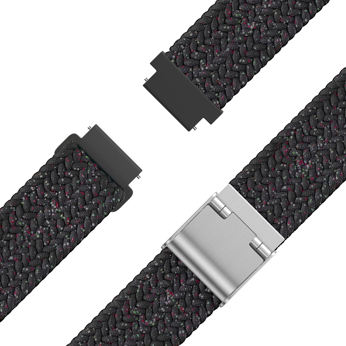 Woven Nylon Strap, laid flat, separate parts, top and underside view