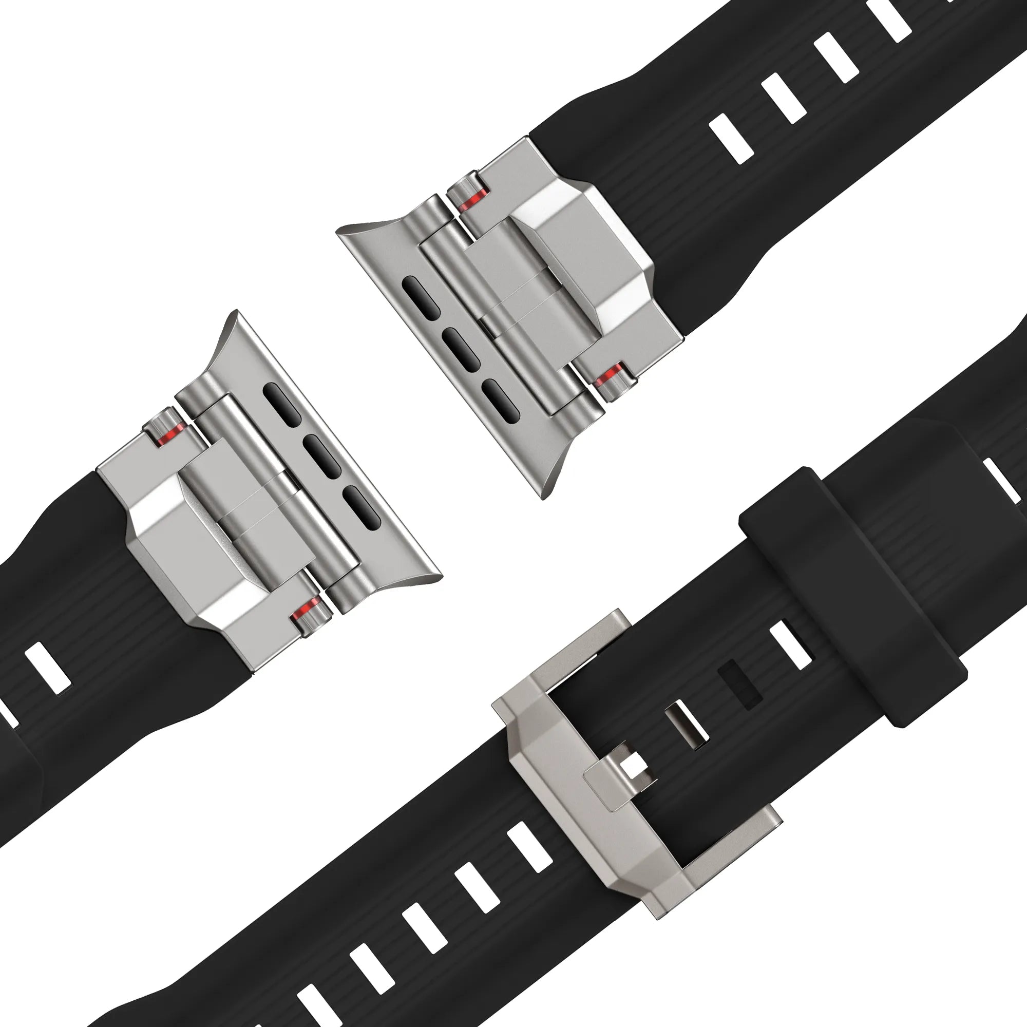 Bandz Apple Watch Liquid Silicone Strap 'Explorer' (Black with Titanium)