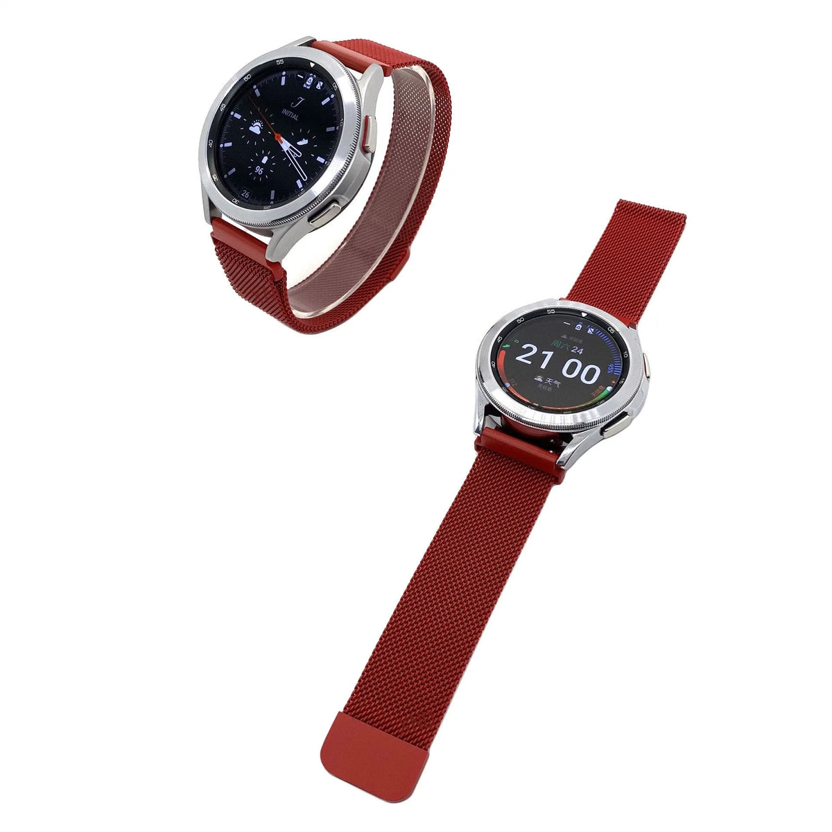 Milanese Strap, laid flat, separate parts, top and underside view